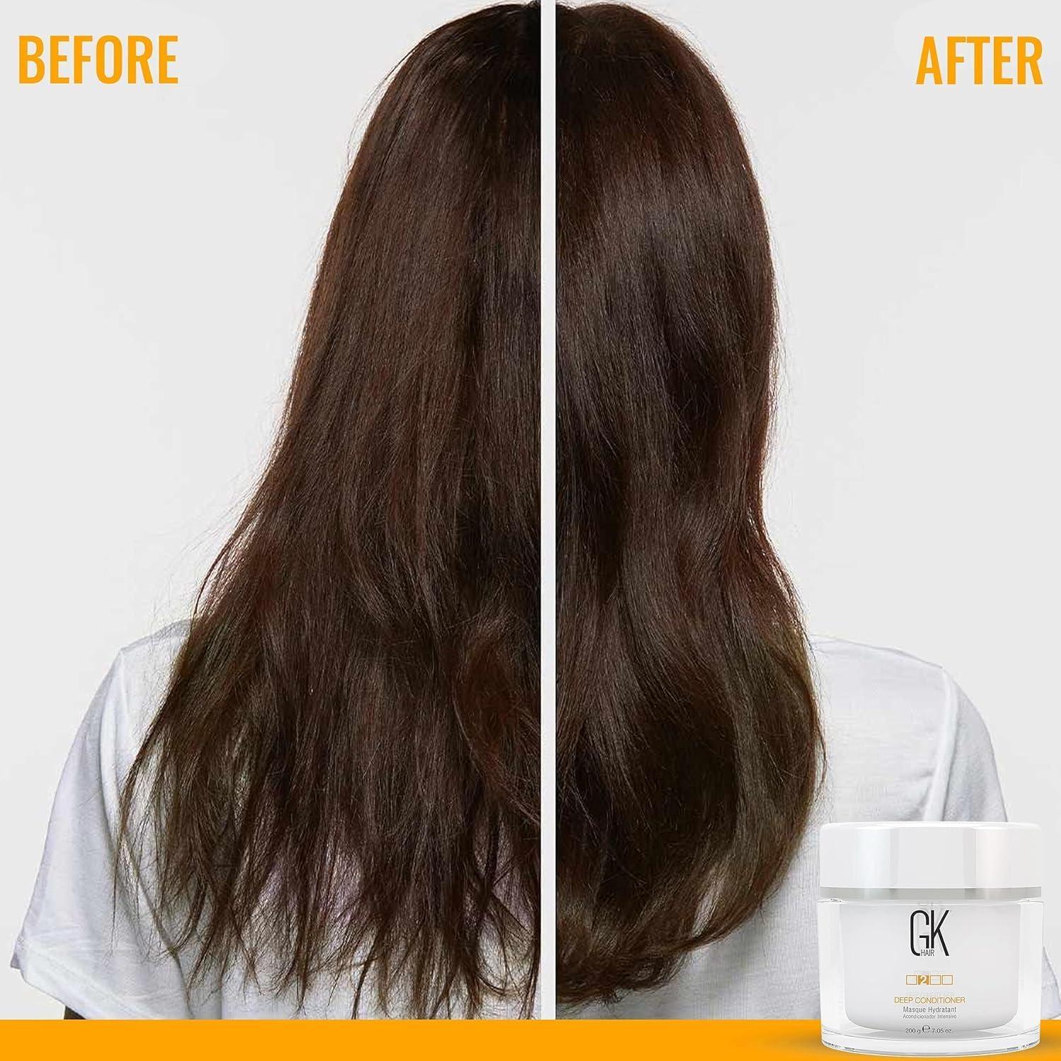 image:imageGK Hair Global Keratin Moisturizing Shampoo And Conditioner 100ml With Deep Conditioner Masque 200G For Dry Frizzy Damaged amp Chemically Treated Hair Sulfate And Paraben Free