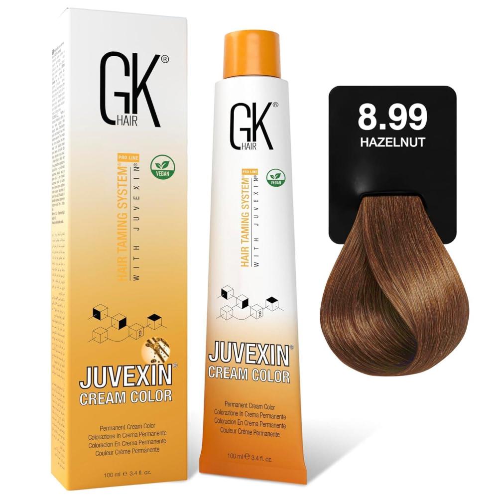 image:imageGK HAIR Global Keratin Professional Hair Color Cream Tube 34 Fl Oz100ml Nourishing amp Cleansing Colors for Styling High Performance Long Lasting Permanent Natural Toner DyeChocolate 899 Hazelnut