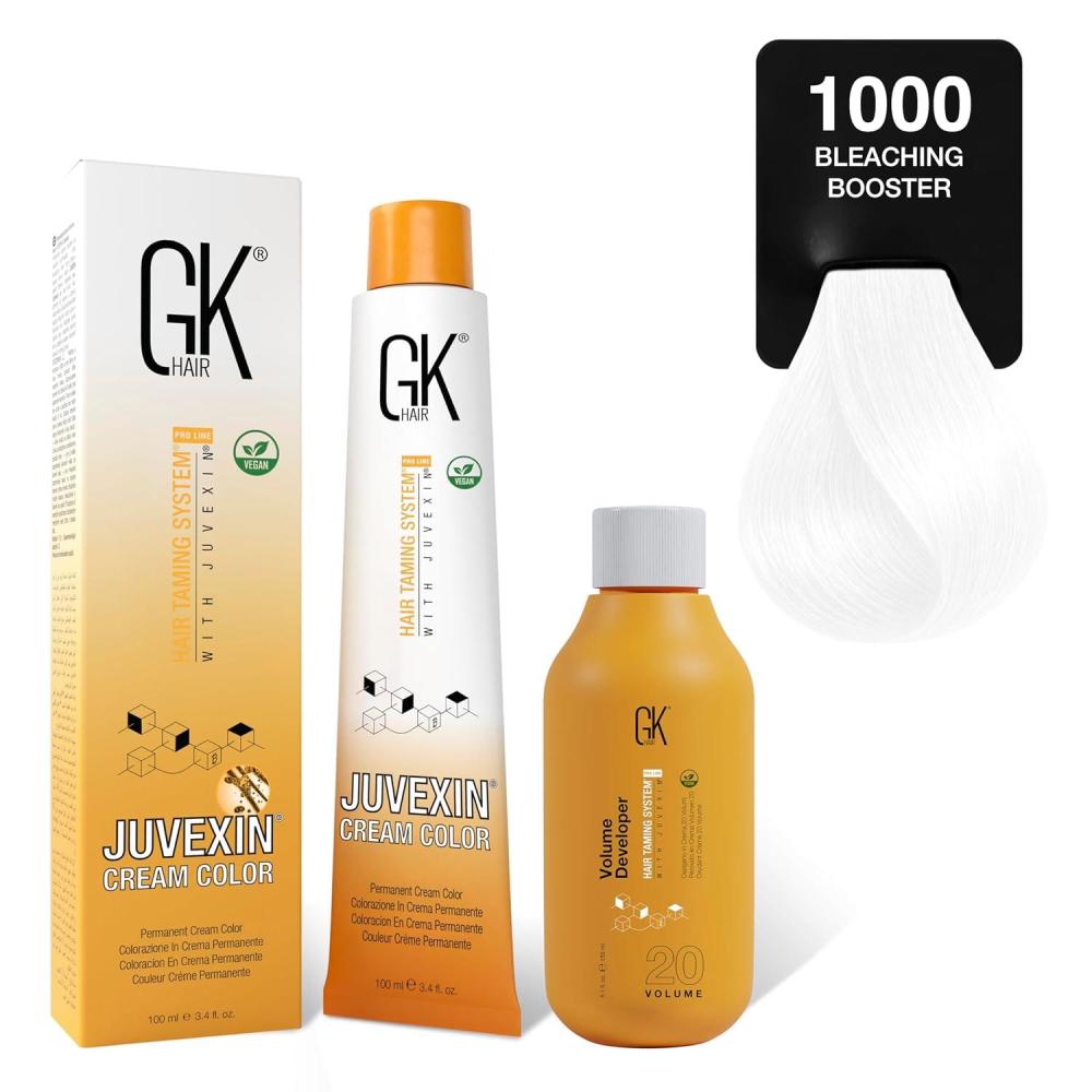 image:imageGK HAIR Global Keratin SuperLighteners 901 Ash Hair Color Cream Tube 34 Fl Oz100ml 20 Volume Developer 5 Fl Oz150ml Professional Permanent Long Lasting Toner DyeSuperLighteners 1000 Bleaching Booster