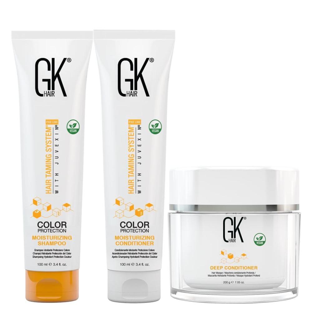image:imageGK Hair Global Keratin Moisturizing Shampoo And Conditioner 100ml With Deep Conditioner Masque 200G For Dry Frizzy Damaged amp Chemically Treated Hair Sulfate And Paraben Free