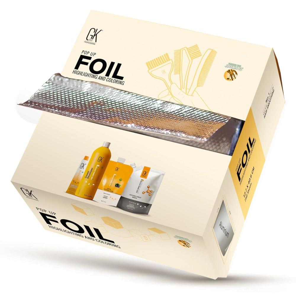 image:imageGK Hair Popup Foil with Box of 250 Sheets for Hairs Coloring Premium Silver Aluminum Foil for Hair Highlighting Coloring and Dyeing