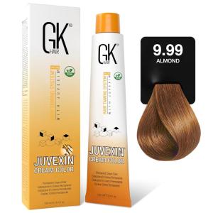 GK HAIR Global Keratin Professional Hair Color Cream Tube (3.4 Fl Oz/100ml) Nourishing & Cleansing Colors for Styling High Performance Long Lasting Permanent Natural Toner Dye(Chocolate – 9.99 Almond)