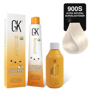GK HAIR Global Keratin SuperLighteners 901 Ash Hair Color Cream Tube (3.4 Fl Oz/100ml) + 20 Volume Developer (5 Fl Oz/150ml) – Professional Permanent Long Lasting Toner Dye(SuperLighteners – 900S Ultra Natural)