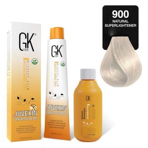 GK HAIR Global Keratin SuperLighteners 901 Ash Hair Color Cream Tube (3.4 Fl Oz/100ml) + 20 Volume Developer (5 Fl Oz/150ml) – Professional Permanent Long Lasting Toner Dye(SuperLighteners – 900 Natural)