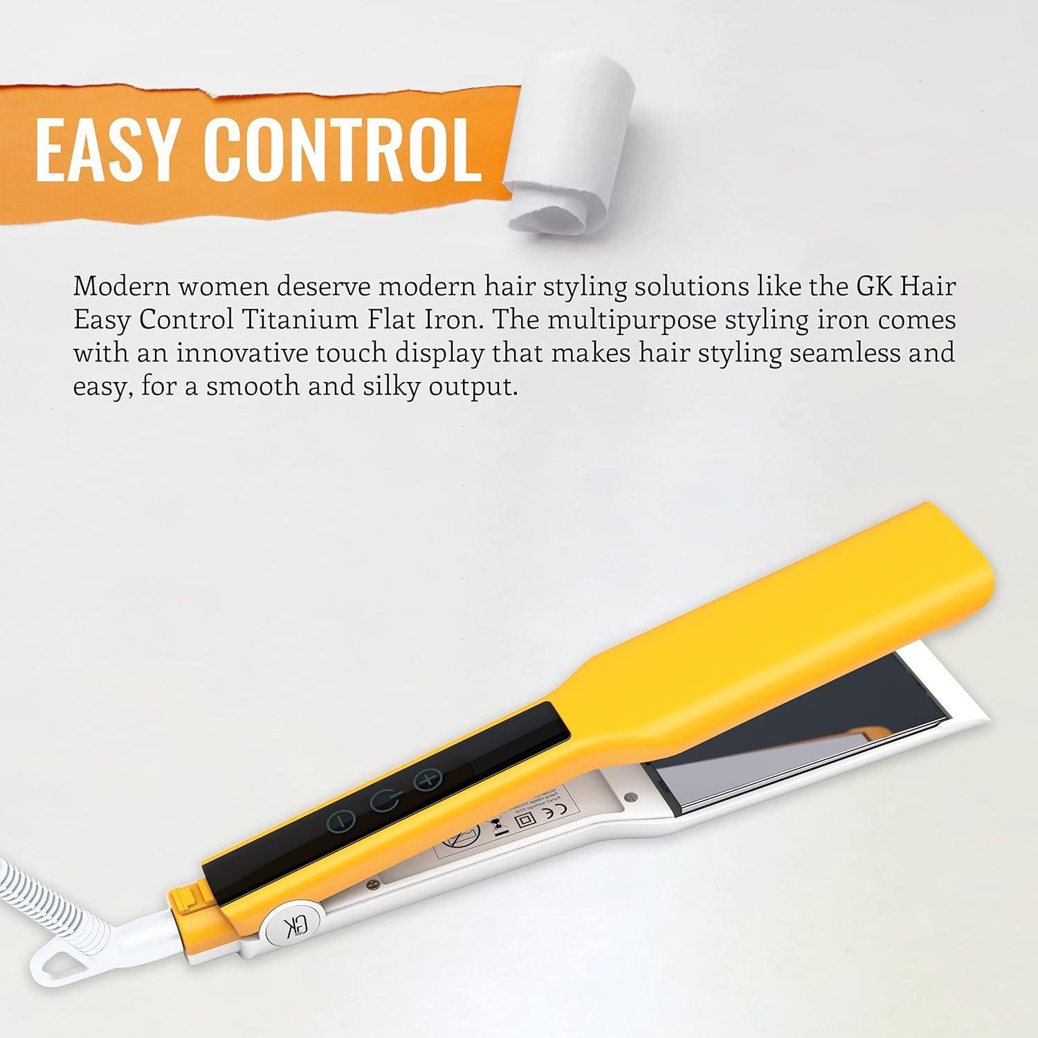 image:imageGK HAIR Global Keratin One Control Titanium Styling Flat Iron 15 inches Wide Plates Auto Shutoff Professional Straightener All Hair Types 150C232CEasy Control