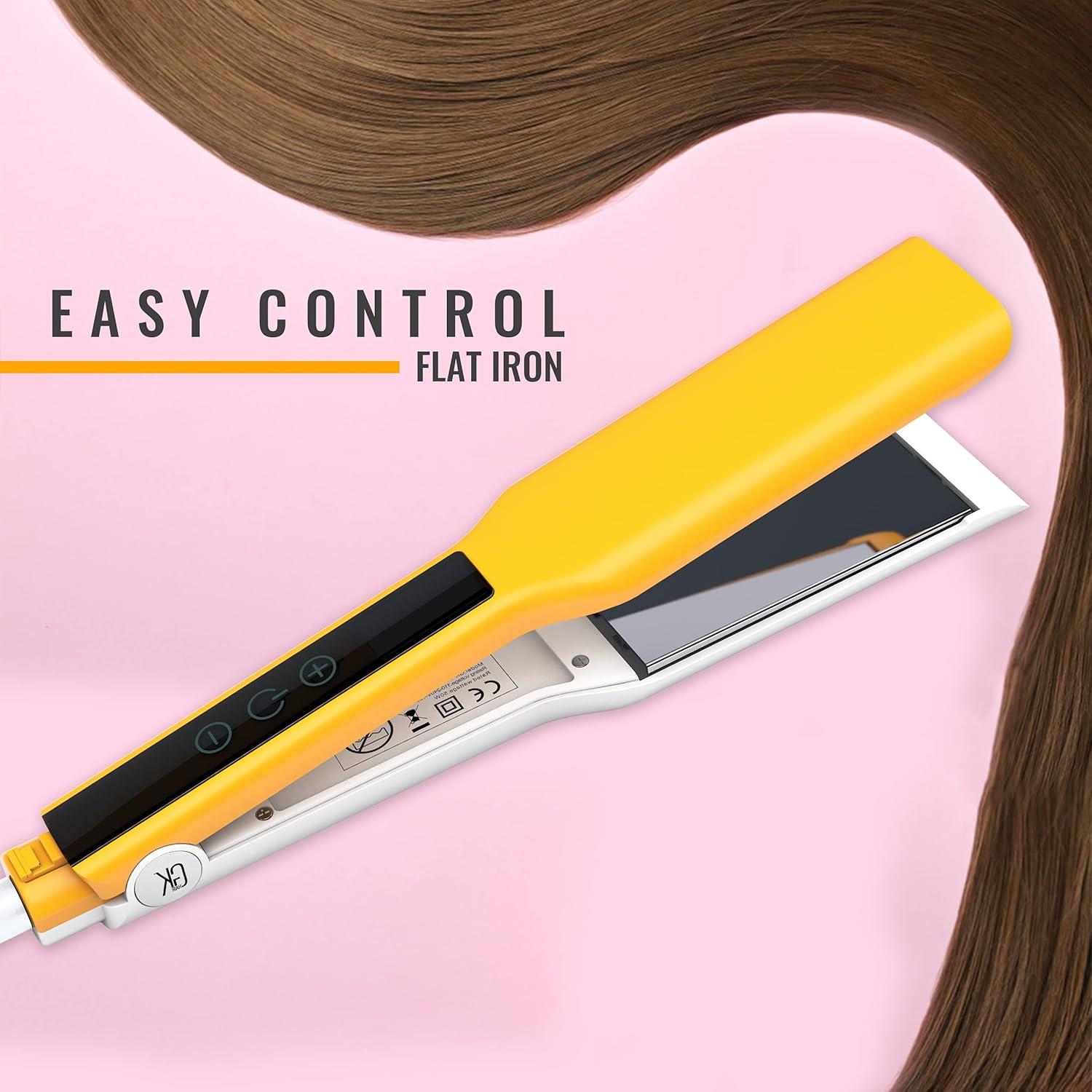 image:imageGK HAIR Global Keratin One Control Titanium Styling Flat Iron 15 inches Wide Plates Auto Shutoff Professional Straightener All Hair Types 150C232CEasy Control