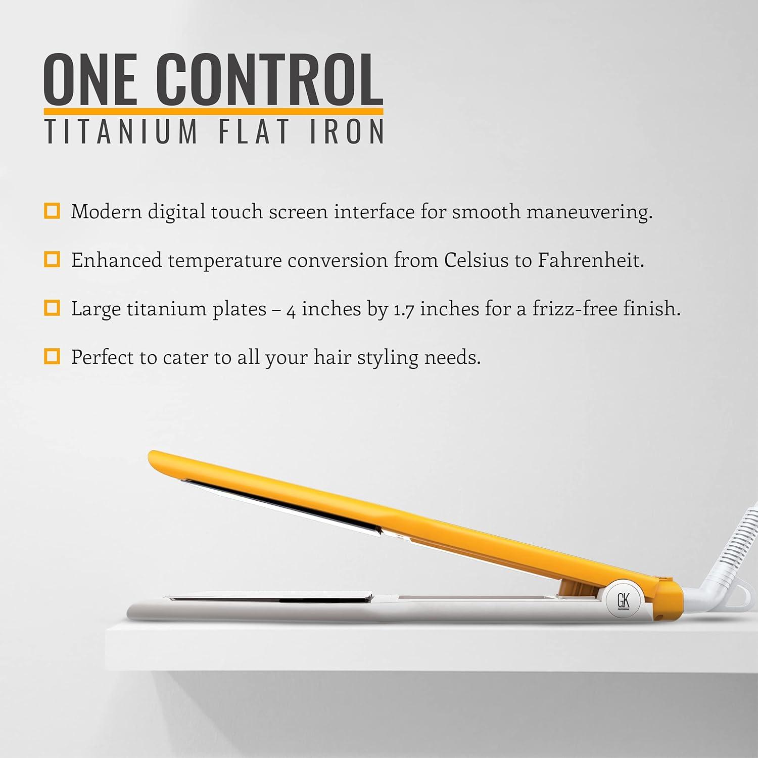 image:imageGK HAIR Global Keratin One Control Titanium Styling Flat Iron 15 inches Wide Plates Auto Shutoff Professional Straightener All Hair Types 150C232CEasy Control