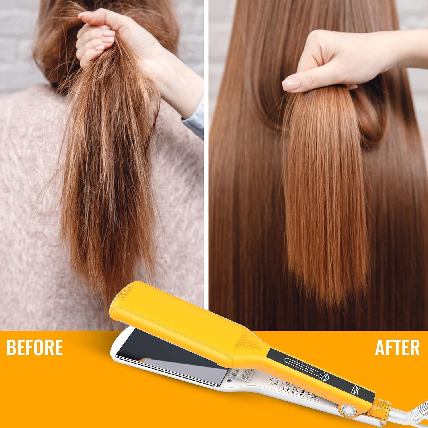 image:imageGK HAIR Global Keratin One Control Titanium Styling Flat Iron 15 inches Wide Plates Auto Shutoff Professional Straightener All Hair Types 150C232COne Control