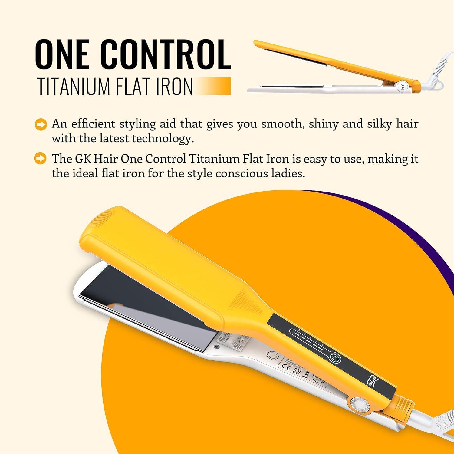 image:imageGK HAIR Global Keratin One Control Titanium Styling Flat Iron 15 inches Wide Plates Auto Shutoff Professional Straightener All Hair Types 150C232COne Control