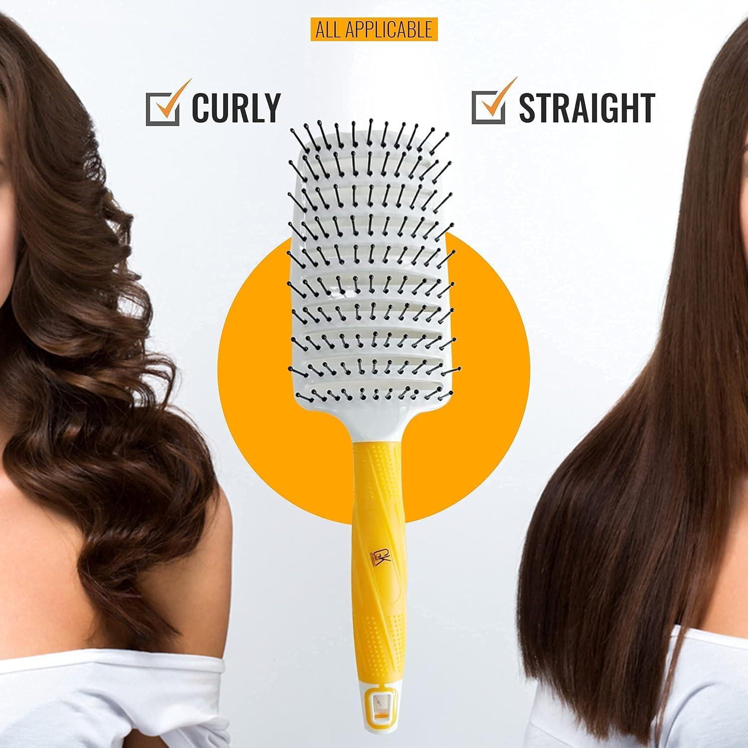 image:imageGK HAIR Global Keratin Professional Curved Vented Brush 3 Inch for Blow Drying Styling Detangling Vent Brush with Pin Bristles amp Non Slip Grip for Long Curly Tangled Straight amp Thick Hair UnisexVent Brush 3 Inch
