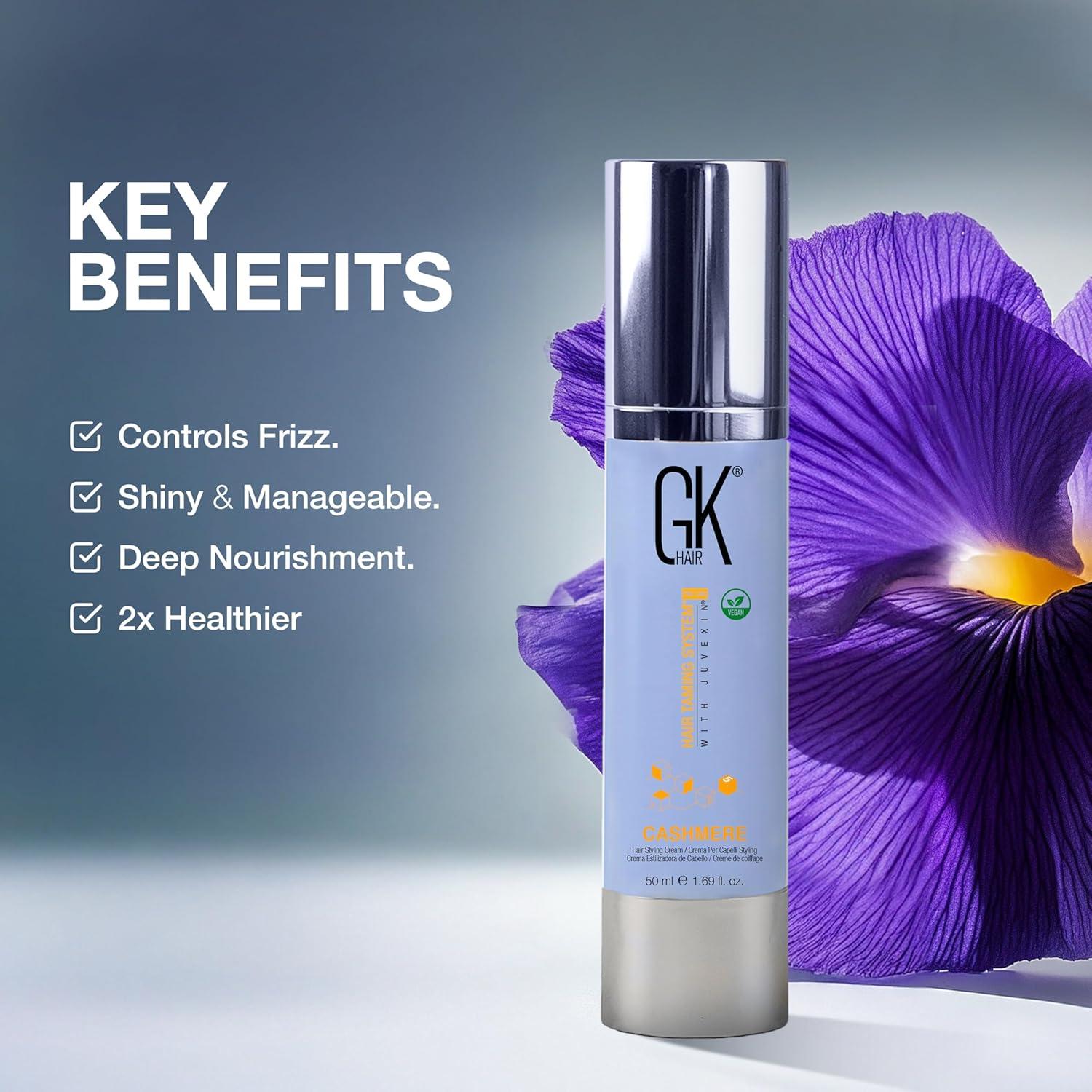 image:imageGK HAIR Global Keratin Leave in Cashmere Hair Smoothing and Styling Cream 169 Fl Oz50ml Argan Oil for AntiFrizz Sleek Shine and Hydrates Dry Damaged and Unmanageable Hair RepairCashmere Cream