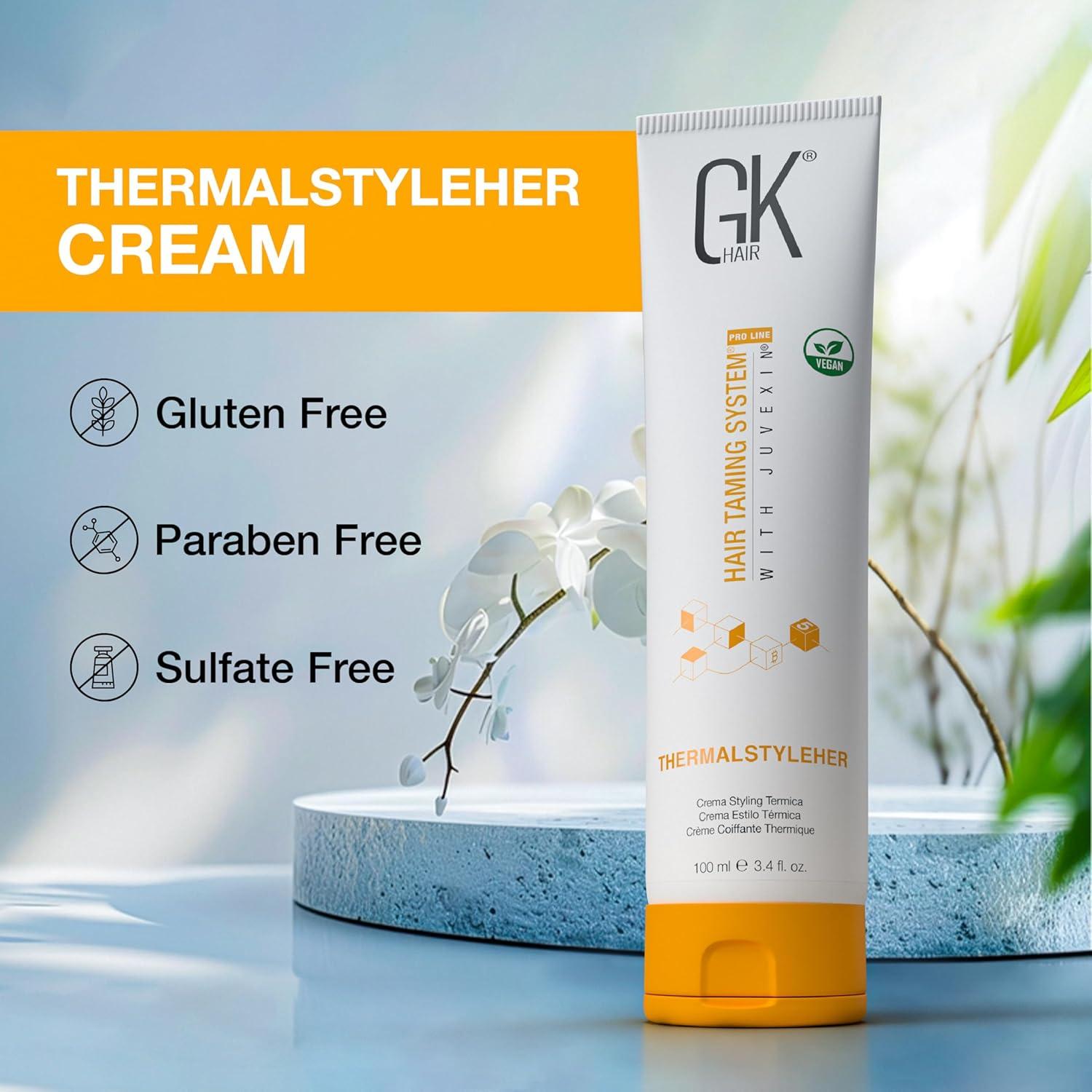image:imageGK HAIR Global Keratin Leave in Cashmere Hair Smoothing and Styling Cream 169 Fl Oz50ml Argan Oil for AntiFrizz Sleek Shine and Hydrates Dry Damaged and Unmanageable Hair RepairThermal cream
