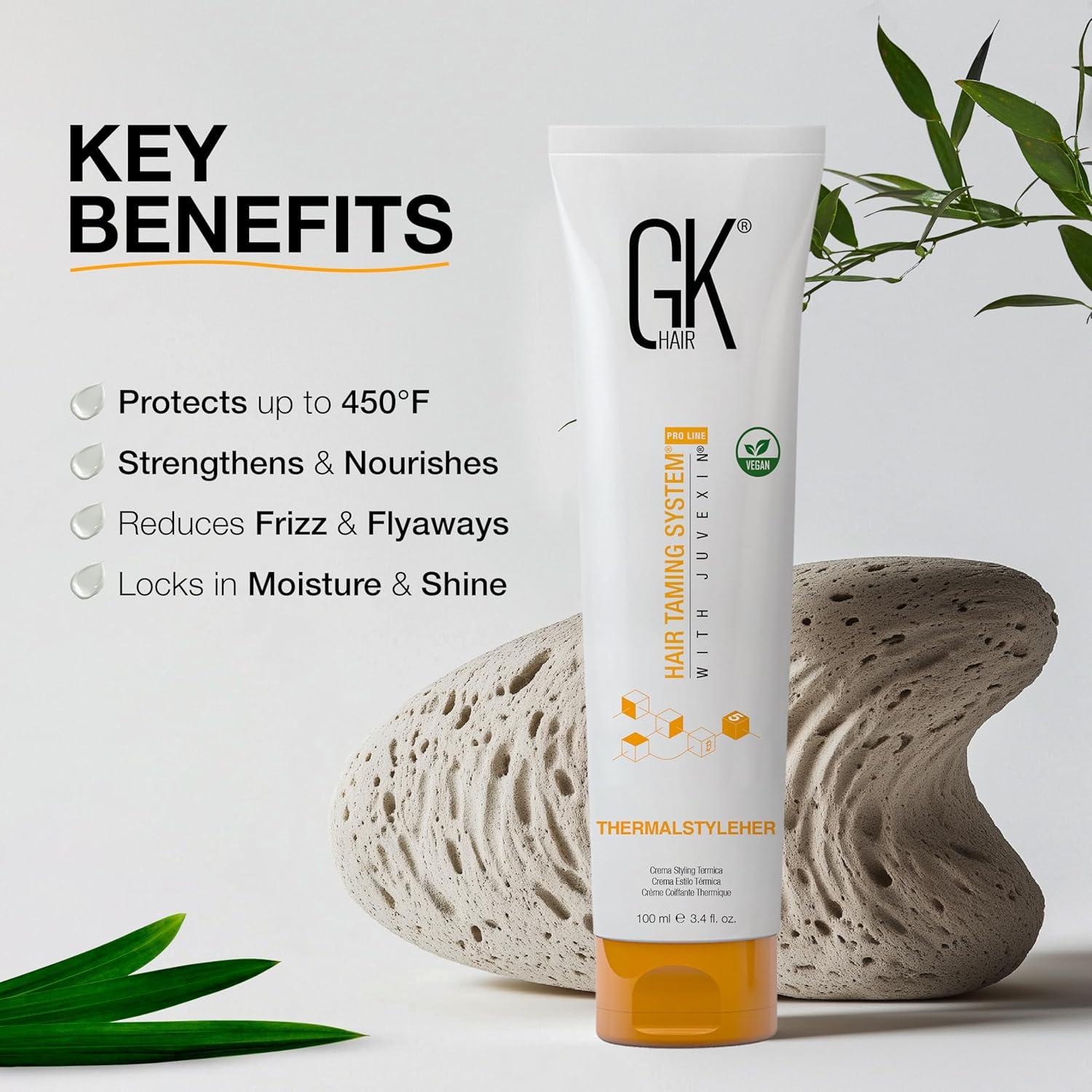 image:imageGK HAIR Global Keratin Leave in Cashmere Hair Smoothing and Styling Cream 169 Fl Oz50ml Argan Oil for AntiFrizz Sleek Shine and Hydrates Dry Damaged and Unmanageable Hair RepairThermal cream