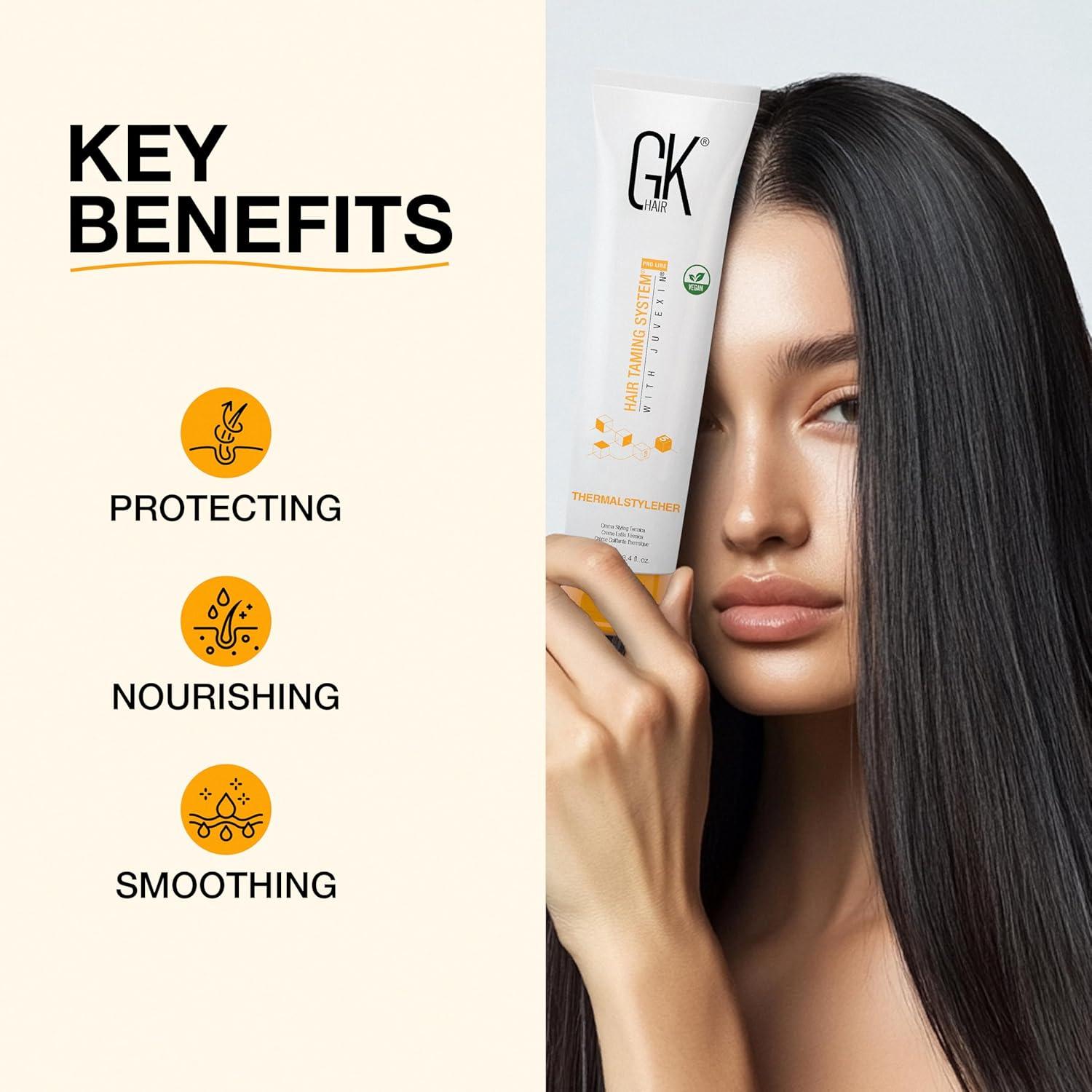 image:imageGK HAIR Global Keratin Leave in Cashmere Hair Smoothing and Styling Cream 169 Fl Oz50ml Argan Oil for AntiFrizz Sleek Shine and Hydrates Dry Damaged and Unmanageable Hair RepairThermal cream