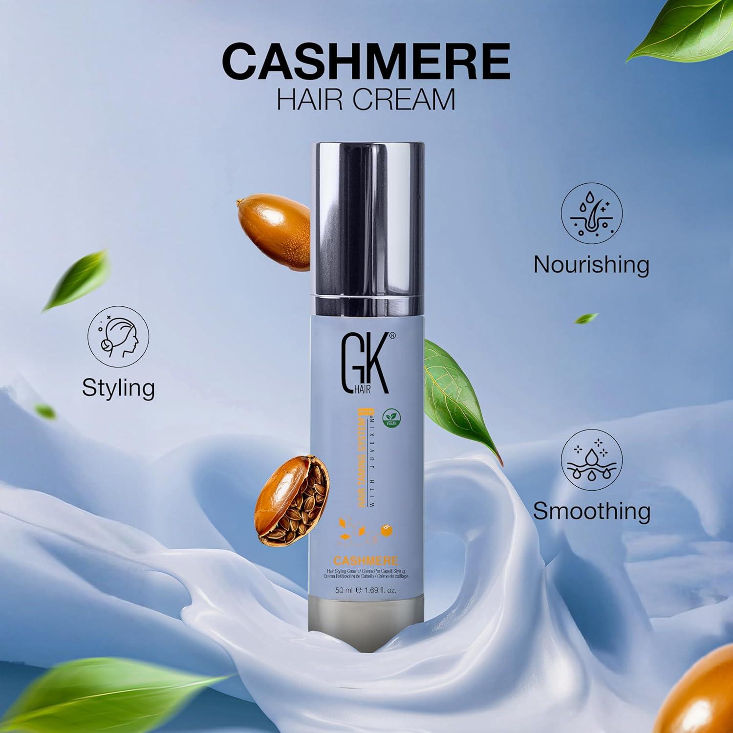 image:imageGK HAIR Global Keratin Leave in Cashmere Hair Smoothing and Styling Cream 169 Fl Oz50ml Argan Oil for AntiFrizz Sleek Shine and Hydrates Dry Damaged and Unmanageable Hair RepairCashmere Cream