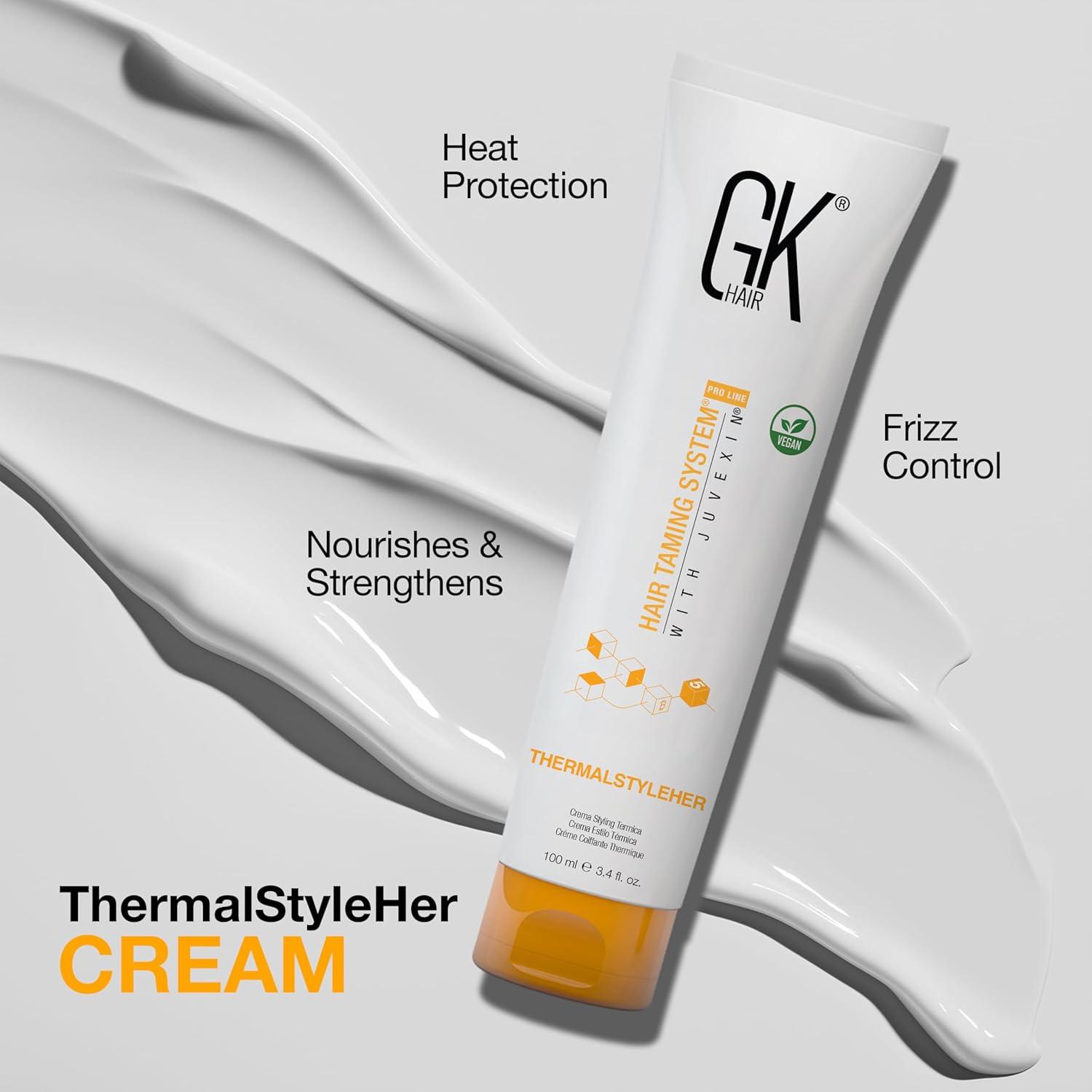 image:imageGK HAIR Global Keratin Leave in Cashmere Hair Smoothing and Styling Cream 169 Fl Oz50ml Argan Oil for AntiFrizz Sleek Shine and Hydrates Dry Damaged and Unmanageable Hair RepairThermal cream