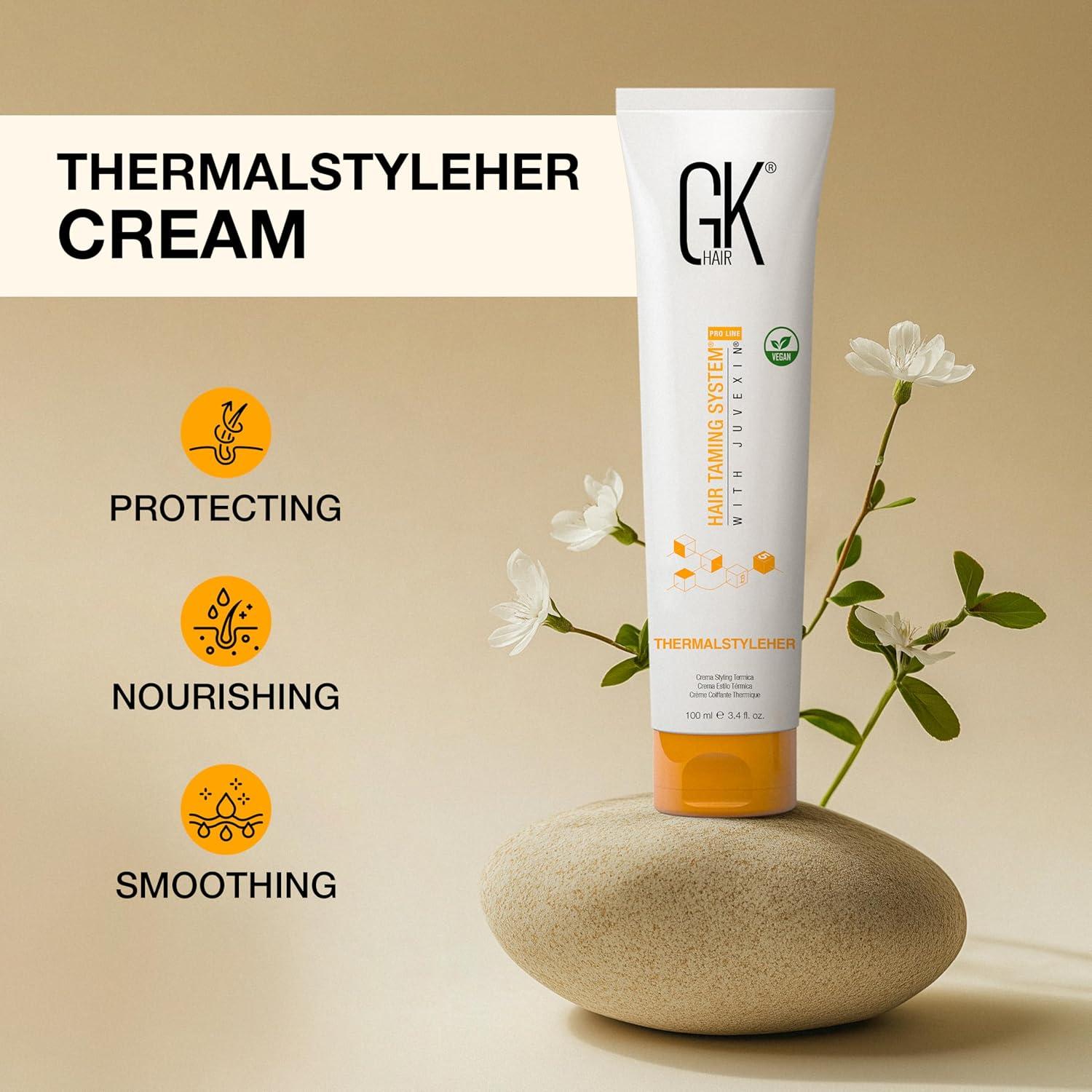 image:imageGK HAIR Global Keratin Leave in Cashmere Hair Smoothing and Styling Cream 169 Fl Oz50ml Argan Oil for AntiFrizz Sleek Shine and Hydrates Dry Damaged and Unmanageable Hair RepairThermal cream