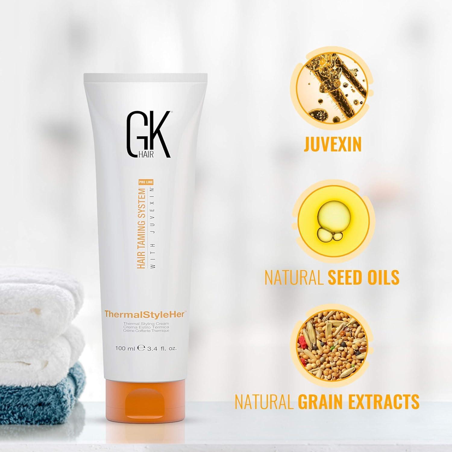 image:imageGK HAIR Global Keratin Leave in Conditioner Cream 130ml For Detangling Smoothing Strengthening Moisturizing amp Frizz ControlThermalStyleHer 100ml34oz