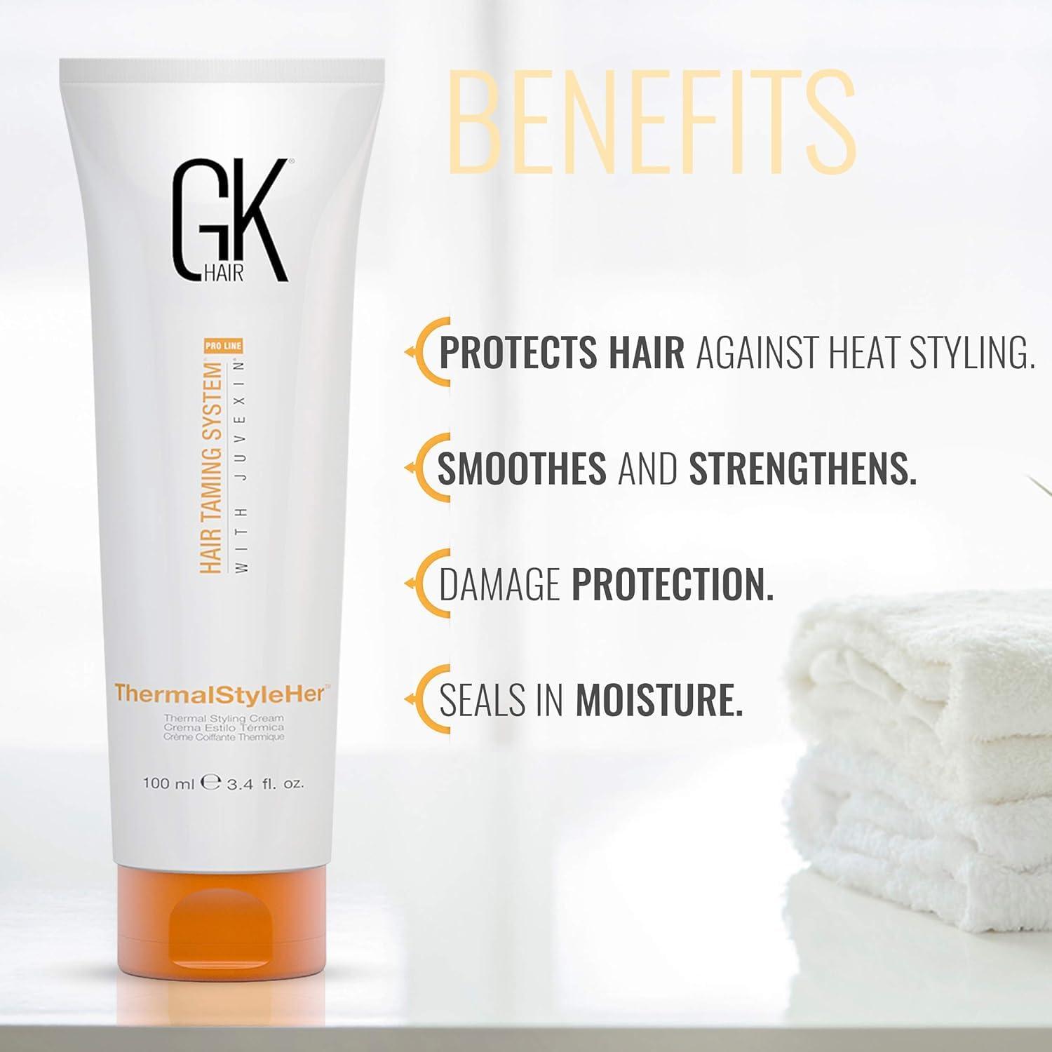 image:imageGK HAIR Global Keratin Leave in Conditioner Cream 130ml For Detangling Smoothing Strengthening Moisturizing amp Frizz ControlThermalStyleHer 100ml34oz
