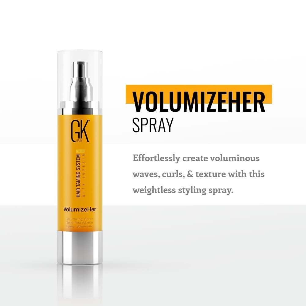 image:imageGK HAIR Global Keratin VolumizeHer 34 Fl Oz100ml Hair Spray AntiFrizz Hair Straightener Heat Protectant Spray For Volume Texture amp Hold ParabenFree34 Fl Oz