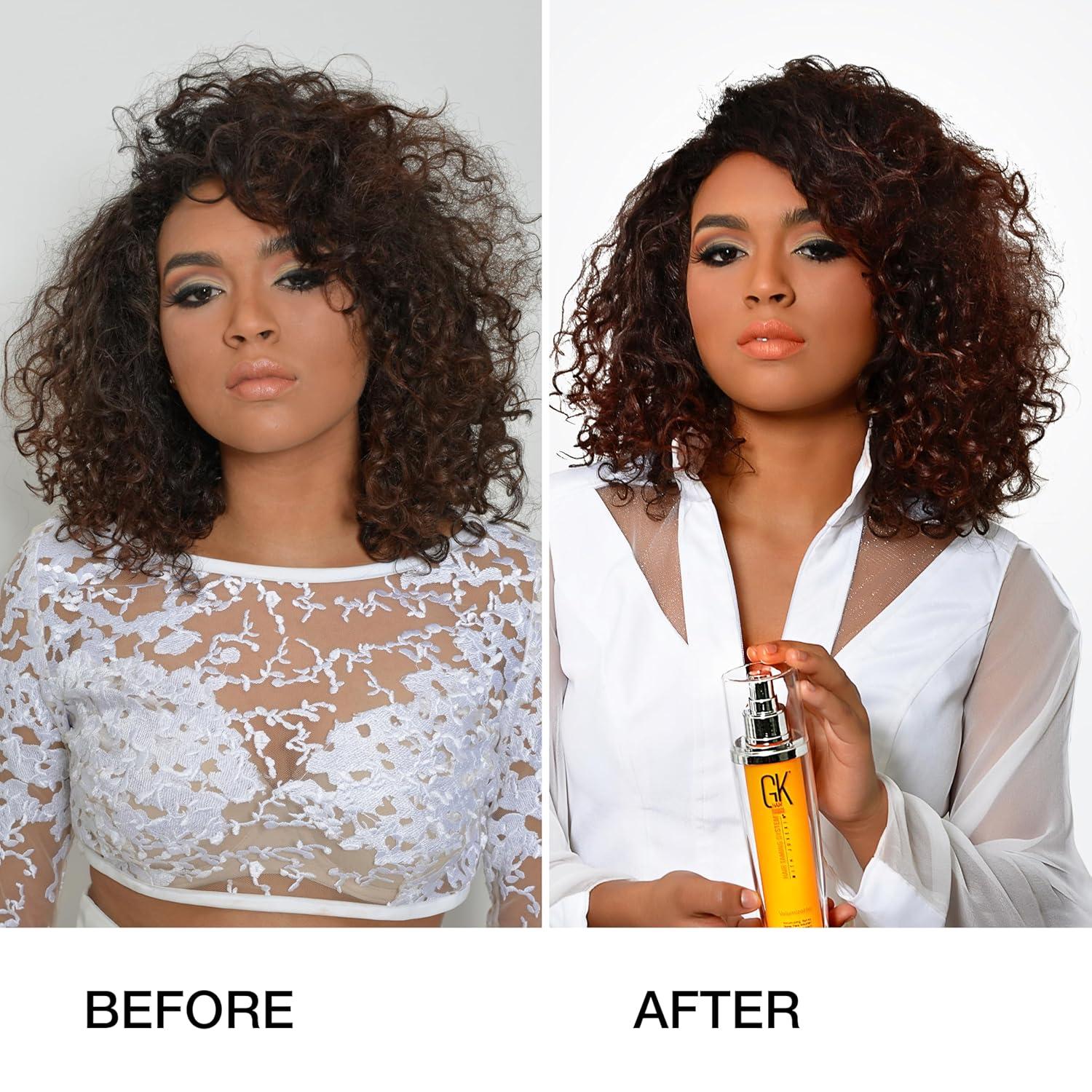 image:imageGK HAIR Global Keratin VolumizeHer 34 Fl Oz100ml Hair Spray AntiFrizz Hair Straightener Heat Protectant Spray For Volume Texture amp Hold ParabenFreeCurlsDefineHer 34FlOz
