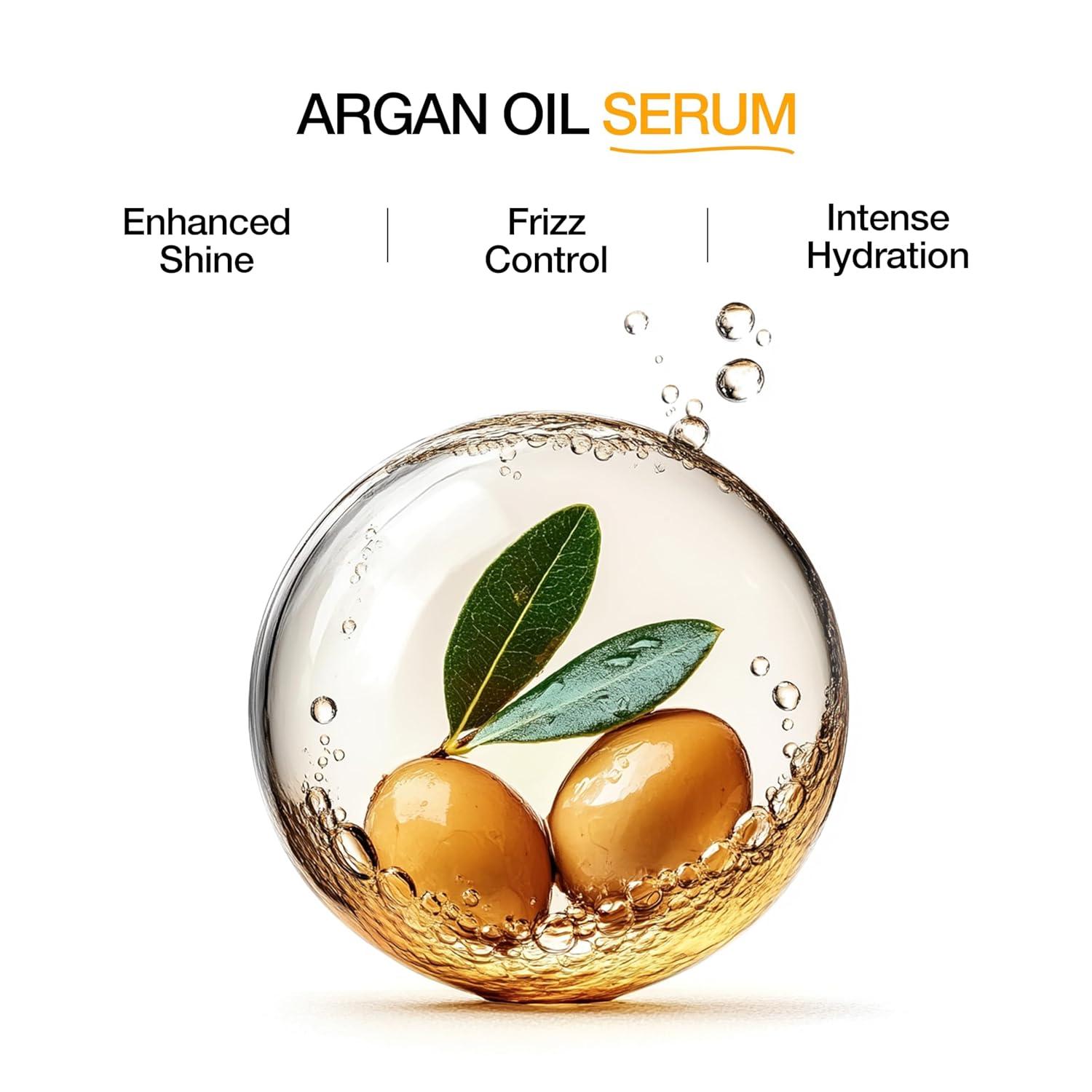 image:imageGK HAIR 100 Organic Argan Oil AntiFrizz Serum Set Smoothing Strengthening Hydrating Nourishing amp Heat Protection for Shine amp Frizz Control