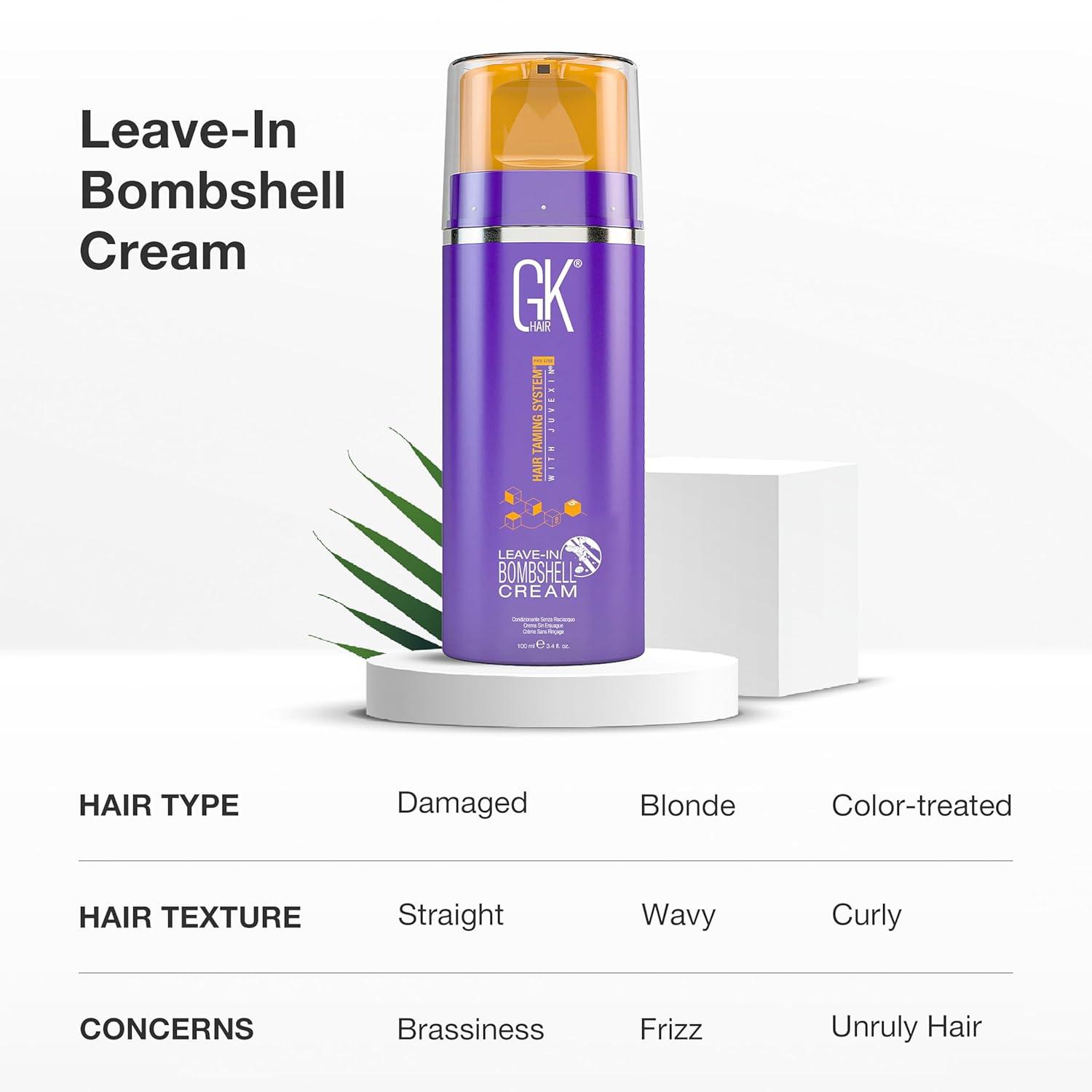 image:imageGK HAIR Bombshell Cream purple leave in conditioner 34 Fl Oz100ml Hair Toner for Brassy Hair Smoothing Moisturizing Hydrating Frizz Control for Blonde Damaged Hair Removes Yellow Tones Flyaways34 Fl Oz