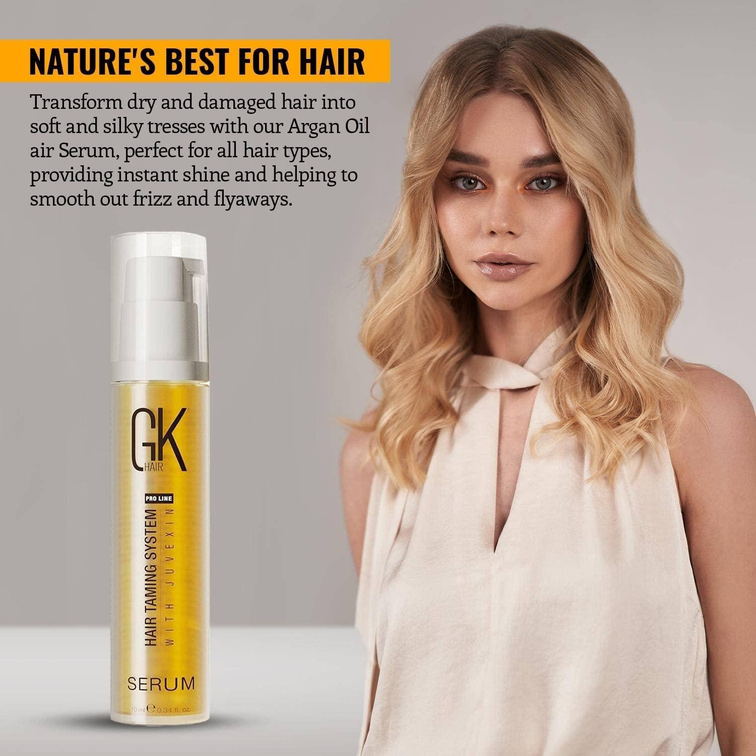 image:imageGK HAIR Essential Hydration and Smoothness Kit Moisturizing Shampoo Conditioner Organic Argan Oil Serum and Keratin Treatment for All Hair Types