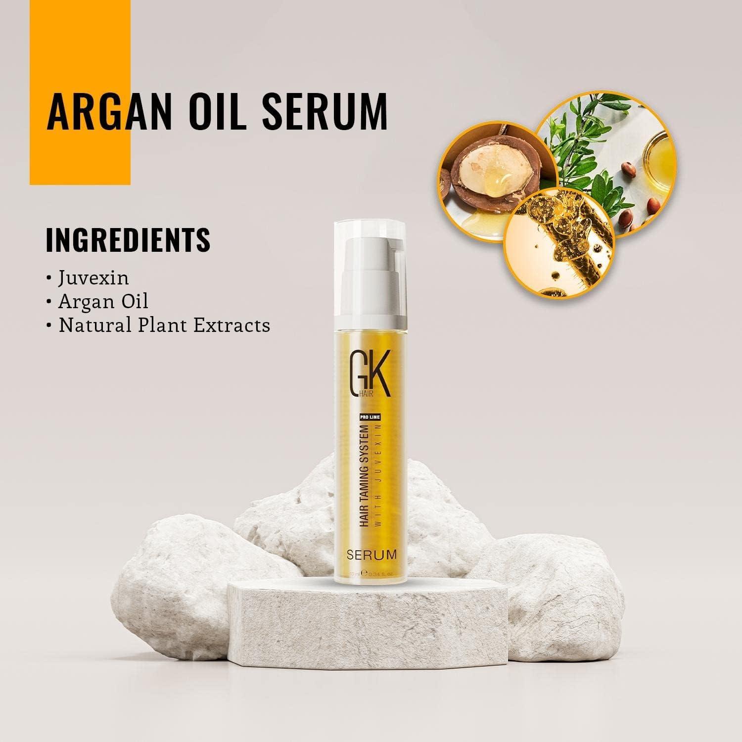 image:imageGK HAIR Global Keratin 100 Organic Argan Oil Frizz Control Serum 10ml amp 100ml for Smoothing Nourishing Heat Protection Enhance Shine amp Restore Healthy Radiance