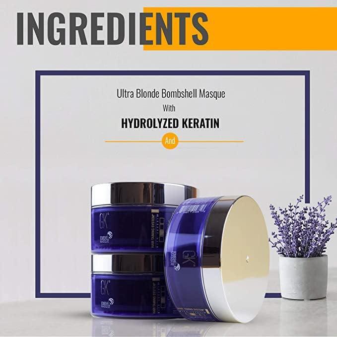 image:imageGK HAIR Global Keratin Balancing Shampoo amp Conditioner Set 300ml Lavender Bombshell Masque 200g Hydrating Hair Care Set for Smoother Healthier Hair
