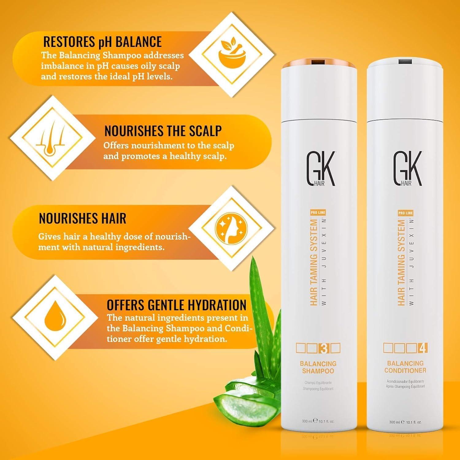 image:imageGK HAIR Global Keratin Balancing Shampoo amp Conditioner Set 300ml Lavender Bombshell Masque 200g Hydrating Hair Care Set for Smoother Healthier Hair