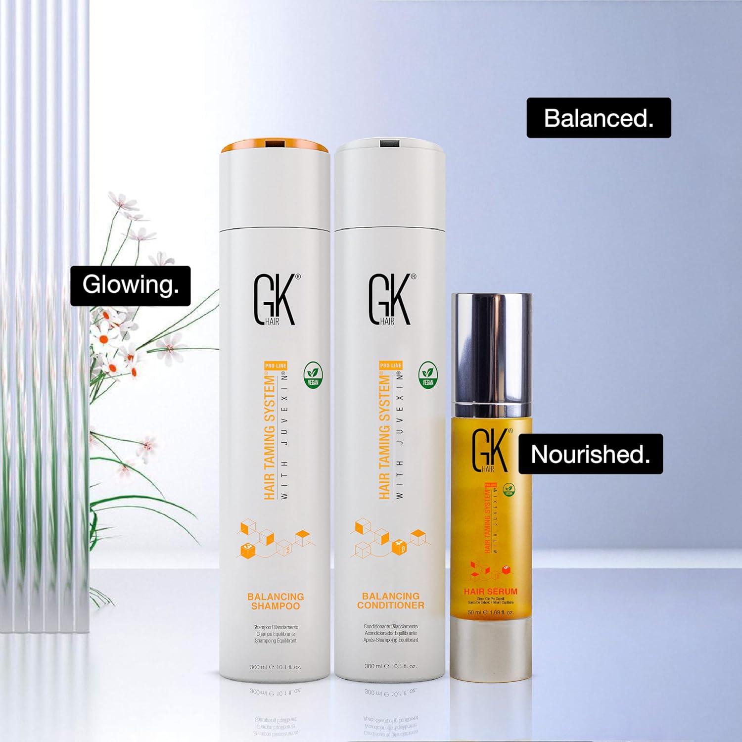 image:imageGK HAIR Global Keratin Balancing Shampoo and Conditioner Sets 101 Fl Oz300ml with Anti Frizz Serum Argan Oil 169 Fl Oz50ml for Dry Damaged Repair All Hair Types Sulfate Paraben Free UnisexBalancing Duo 300ml with Serum 50ml