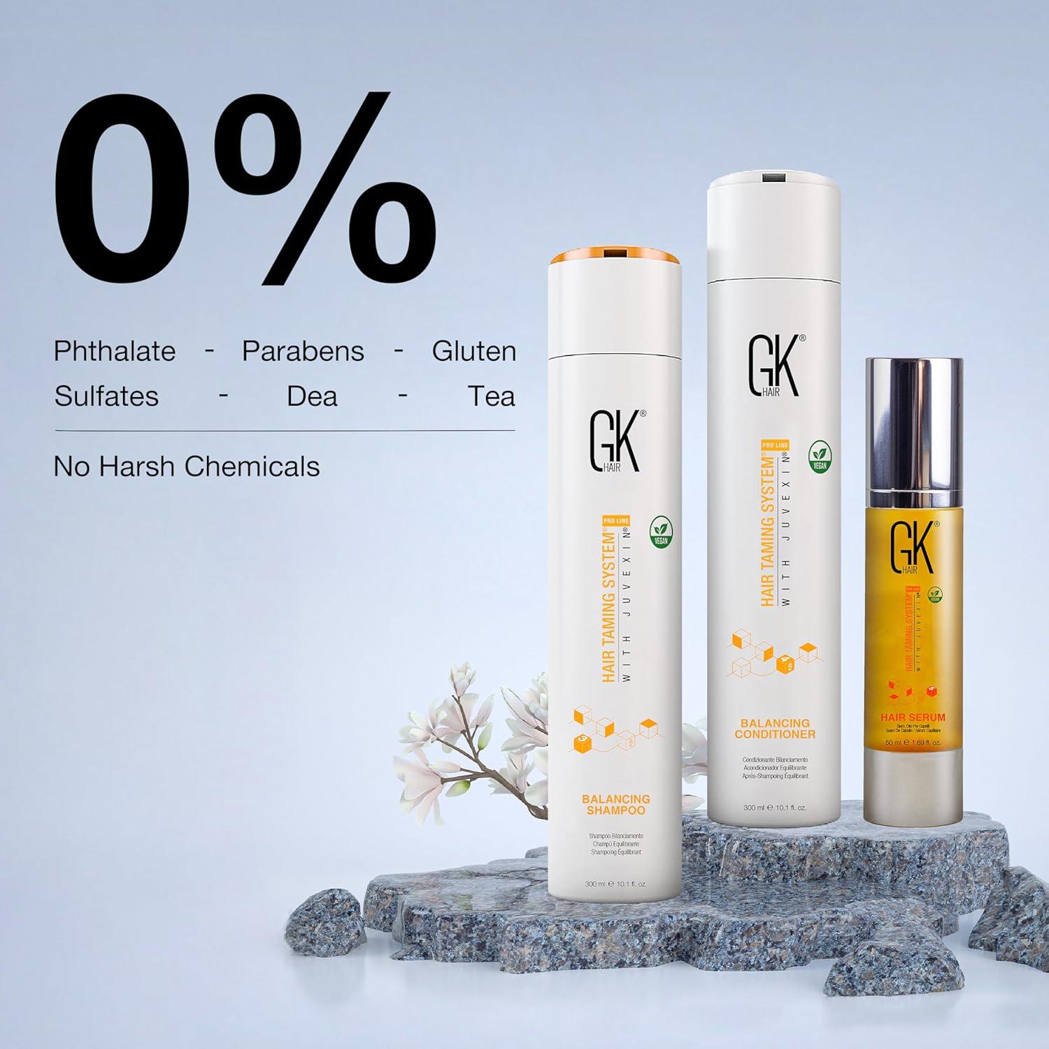 image:imageGK HAIR Global Keratin Balancing Shampoo and Conditioner Sets 101 Fl Oz300ml with Anti Frizz Serum Argan Oil 169 Fl Oz50ml for Dry Damaged Repair All Hair Types Sulfate Paraben Free UnisexBalancing Duo 300ml with Serum 50ml