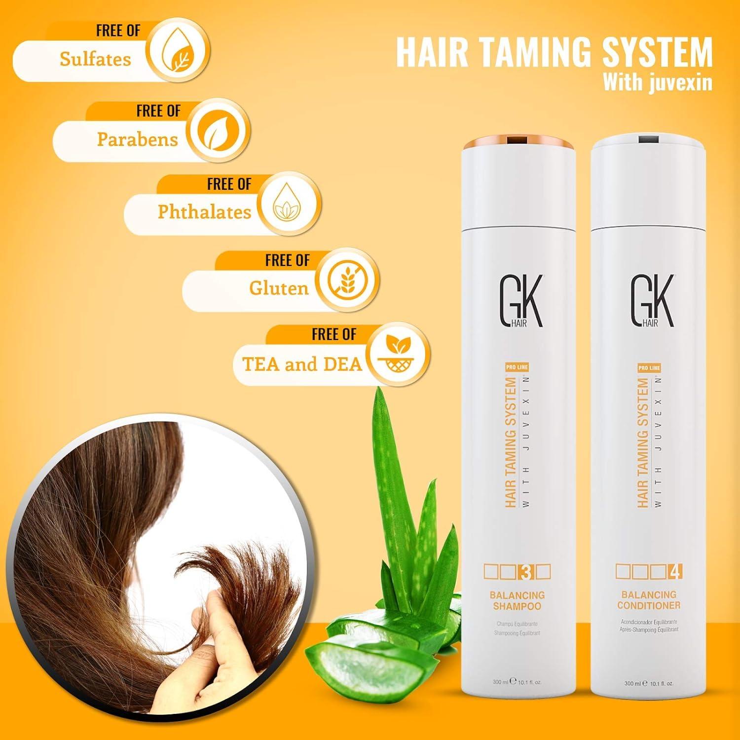 image:imageGK HAIR Global Keratin Balancing Shampoo and Conditioner Sets 101 Fl Oz300ml with Anti Frizz Serum Argan Oil 169 Fl Oz50ml for Dry Damaged Repair All Hair Types Sulfate Paraben Free UnisexBalancing Duo 300ml with Serum 50ml