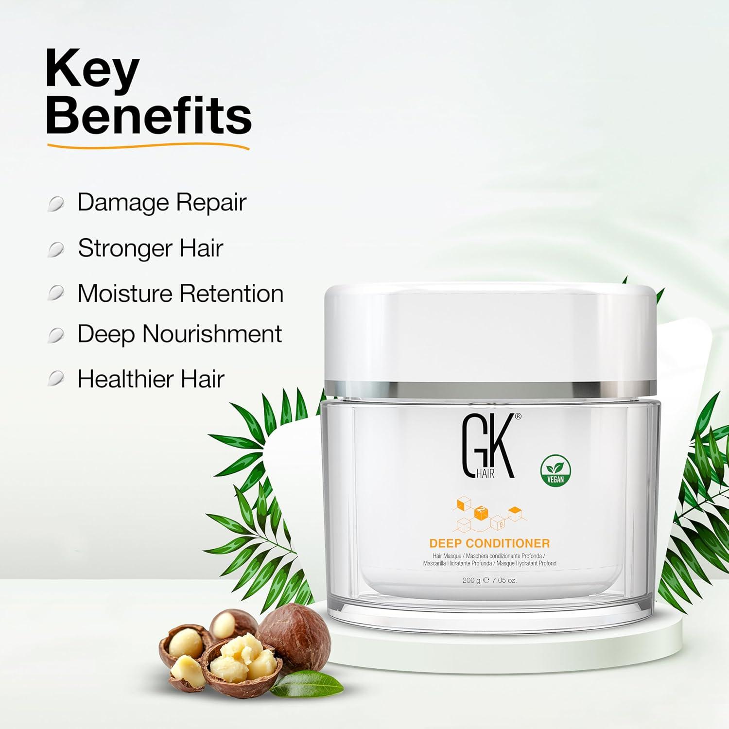 image:imageGK HAIR Global Keratin Deep Conditioner Masque Pack of 2 705 Fl Oz200 g Intense Hydrating Repair Treatment Mask for Dry Damaged Color Treated Frizzy Hair Restoration Formula with JOJOBA Seed Oils705 Fl Oz Pack of 2
