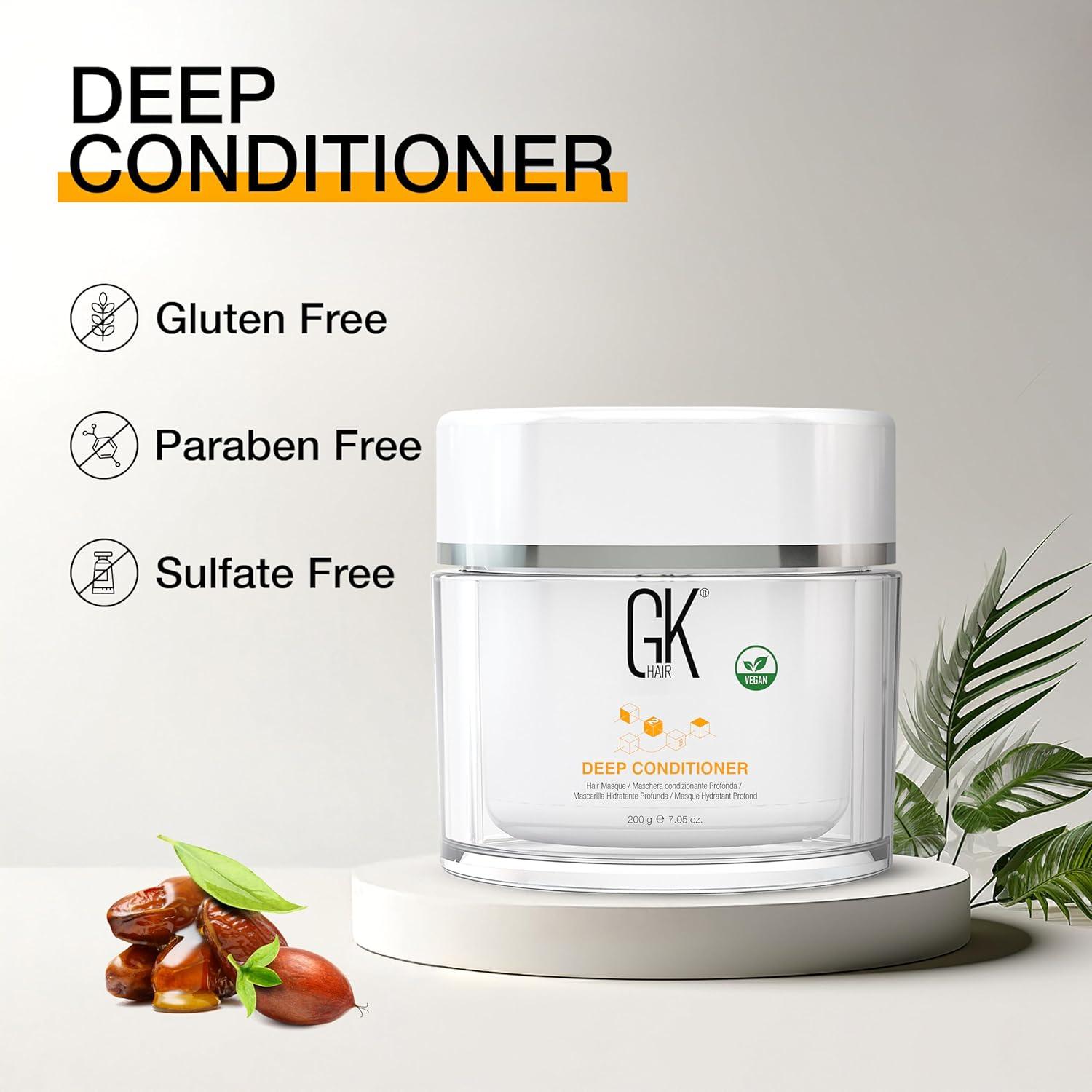 image:imageGK HAIR Global Keratin Deep Conditioner Masque Pack of 2 705 Fl Oz200 g Intense Hydrating Repair Treatment Mask for Dry Damaged Color Treated Frizzy Hair Restoration Formula with JOJOBA Seed Oils705 Fl Oz Pack of 2
