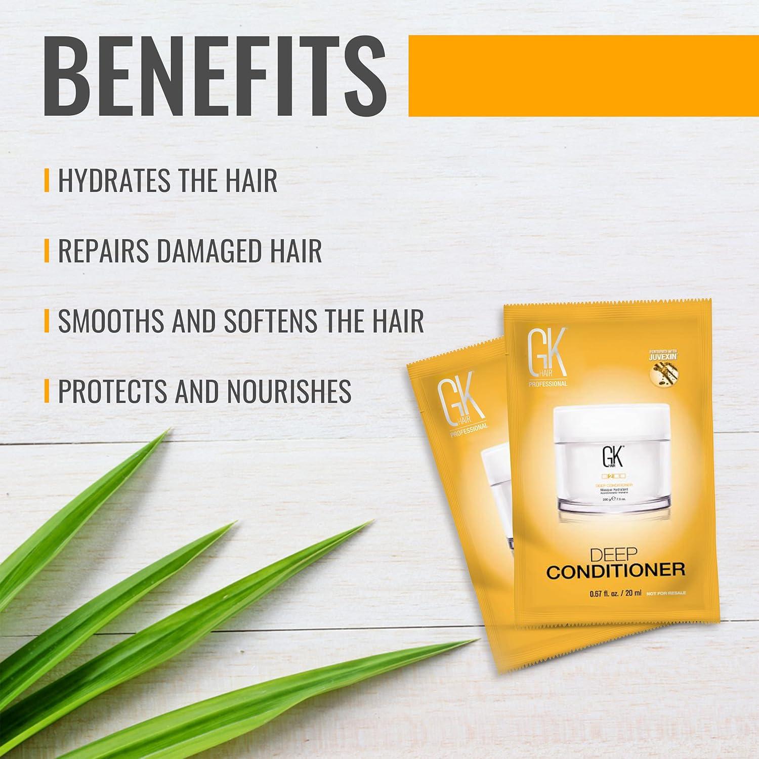 image:imageGK HAIR Global Keratin Deep Conditioner Masque Pack of 2 705 Fl Oz200 g Intense Hydrating Repair Treatment Mask for Dry Damaged Color Treated Frizzy Hair Restoration Formula with JOJOBA Seed Oils067 Fl Oz Pack of 1
