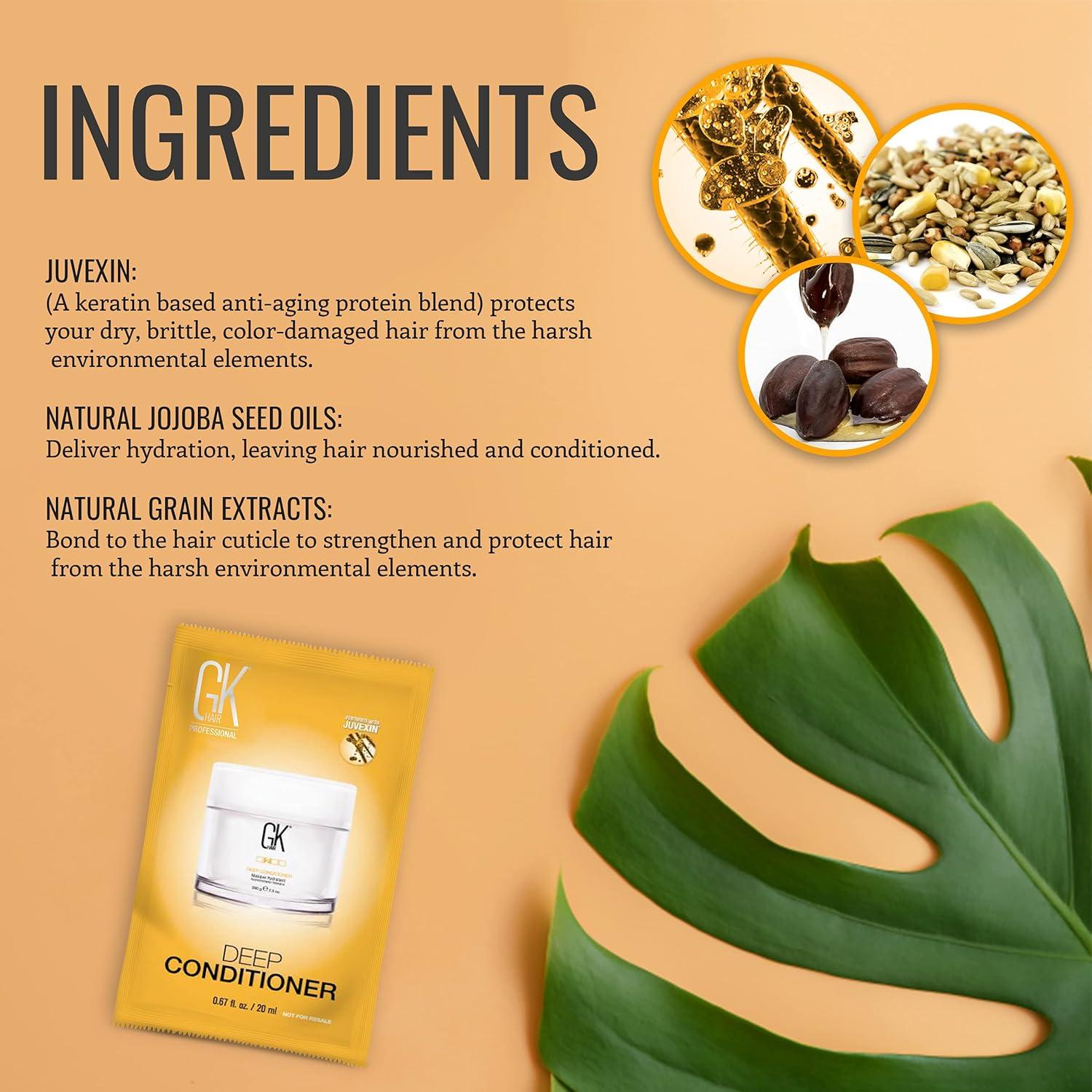 image:imageGK HAIR Global Keratin Deep Conditioner Masque Pack of 2 705 Fl Oz200 g Intense Hydrating Repair Treatment Mask for Dry Damaged Color Treated Frizzy Hair Restoration Formula with JOJOBA Seed Oils067 Fl Oz Pack of 1