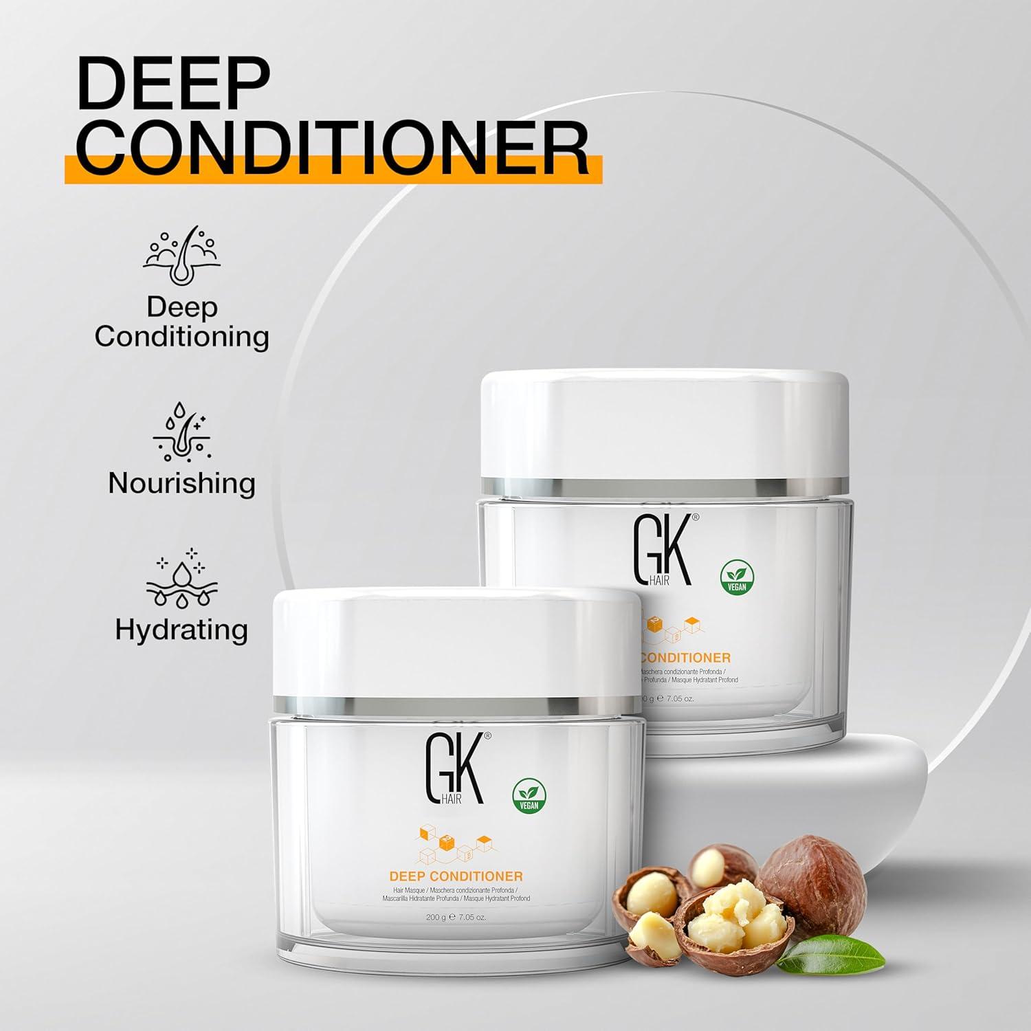 image:imageGK HAIR Global Keratin Deep Conditioner Masque Pack of 2 705 Fl Oz200 g Intense Hydrating Repair Treatment Mask for Dry Damaged Color Treated Frizzy Hair Restoration Formula with JOJOBA Seed Oils705 Fl Oz Pack of 2