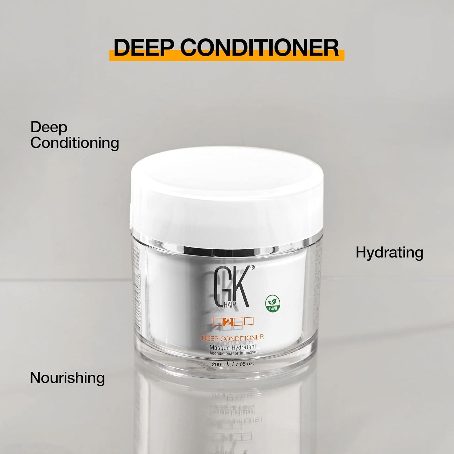 image:imageGK HAIR Global Keratin Deep Conditioner Masque Pack of 2 705 Fl Oz200 g Intense Hydrating Repair Treatment Mask for Dry Damaged Color Treated Frizzy Hair Restoration Formula with JOJOBA Seed Oils705 Fl Oz Pack of 2