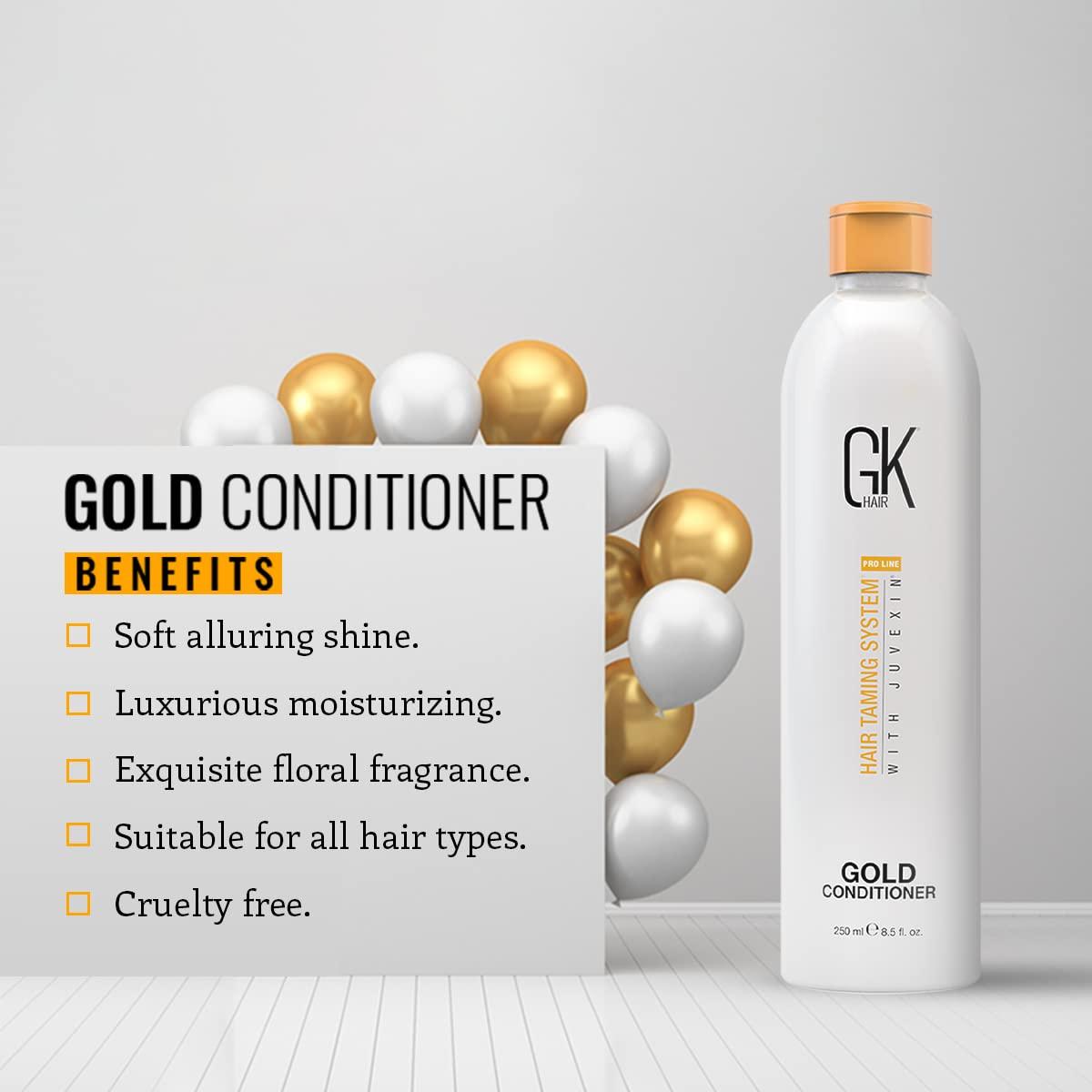 image:imageGK HAIR Global Keratin Gold Conditioner 85 Fl Oz250ml Hair Moisturizing Shine and Protection With Argan Oil Shea Butter Natural Oils All Hair Types