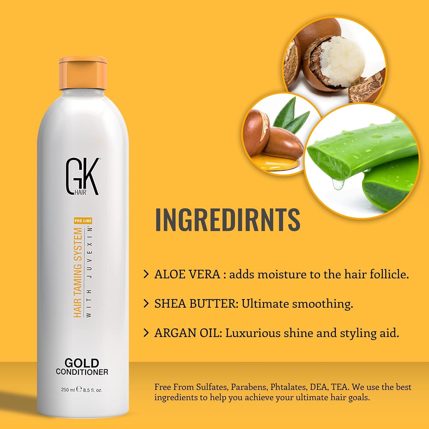 image:imageGK HAIR Global Keratin Gold Conditioner 85 Fl Oz250ml Hair Moisturizing Shine and Protection With Argan Oil Shea Butter Natural Oils All Hair Types