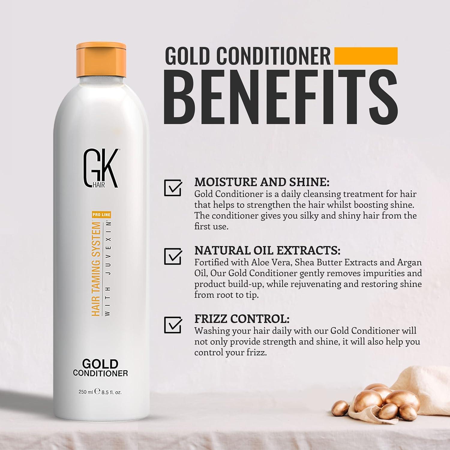 image:imageGK HAIR Global Keratin Gold Conditioner 85 Fl Oz250ml Hair Moisturizing Shine and Protection With Argan Oil Shea Butter Natural Oils All Hair Types