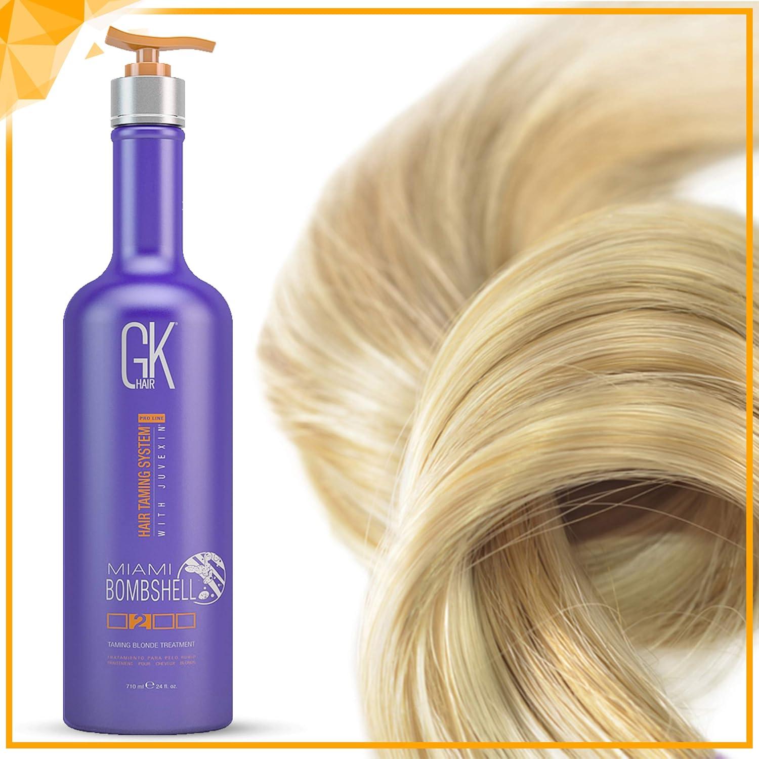 image:imageGK HAIR Global Keratin Miami Bombshell 24 Fl Oz Taming Blonde Purple Treatment Hair Smoothing Toning Blowout Treatment Series Straightening Professional Results Removes Yellow Orange Brassy Tones