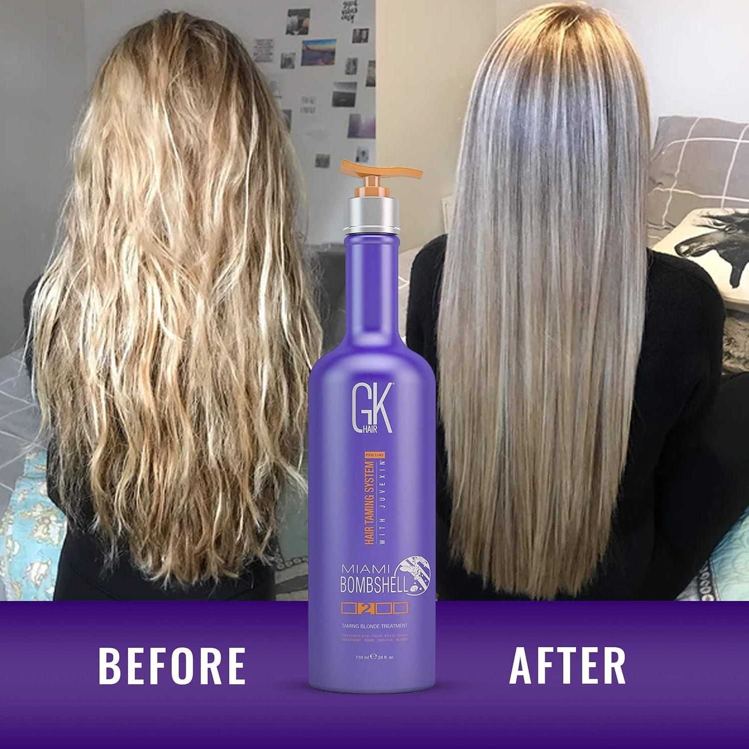 image:imageGK HAIR Global Keratin Miami Bombshell 24 Fl Oz Taming Blonde Purple Treatment Hair Smoothing Toning Blowout Treatment Series Straightening Professional Results Removes Yellow Orange Brassy Tones