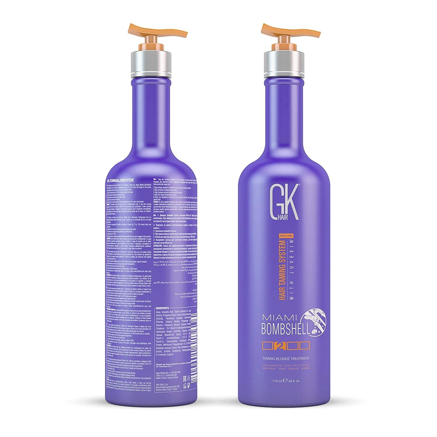 image:imageGK HAIR Global Keratin Miami Bombshell 24 Fl Oz Taming Blonde Purple Treatment Hair Smoothing Toning Blowout Treatment Series Straightening Professional Results Removes Yellow Orange Brassy Tones