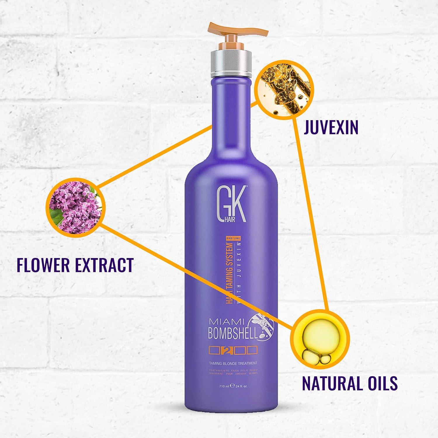 image:imageGK HAIR Global Keratin Miami Bombshell 24 Fl Oz Taming Blonde Purple Treatment Hair Smoothing Toning Blowout Treatment Series Straightening Professional Results Removes Yellow Orange Brassy Tones