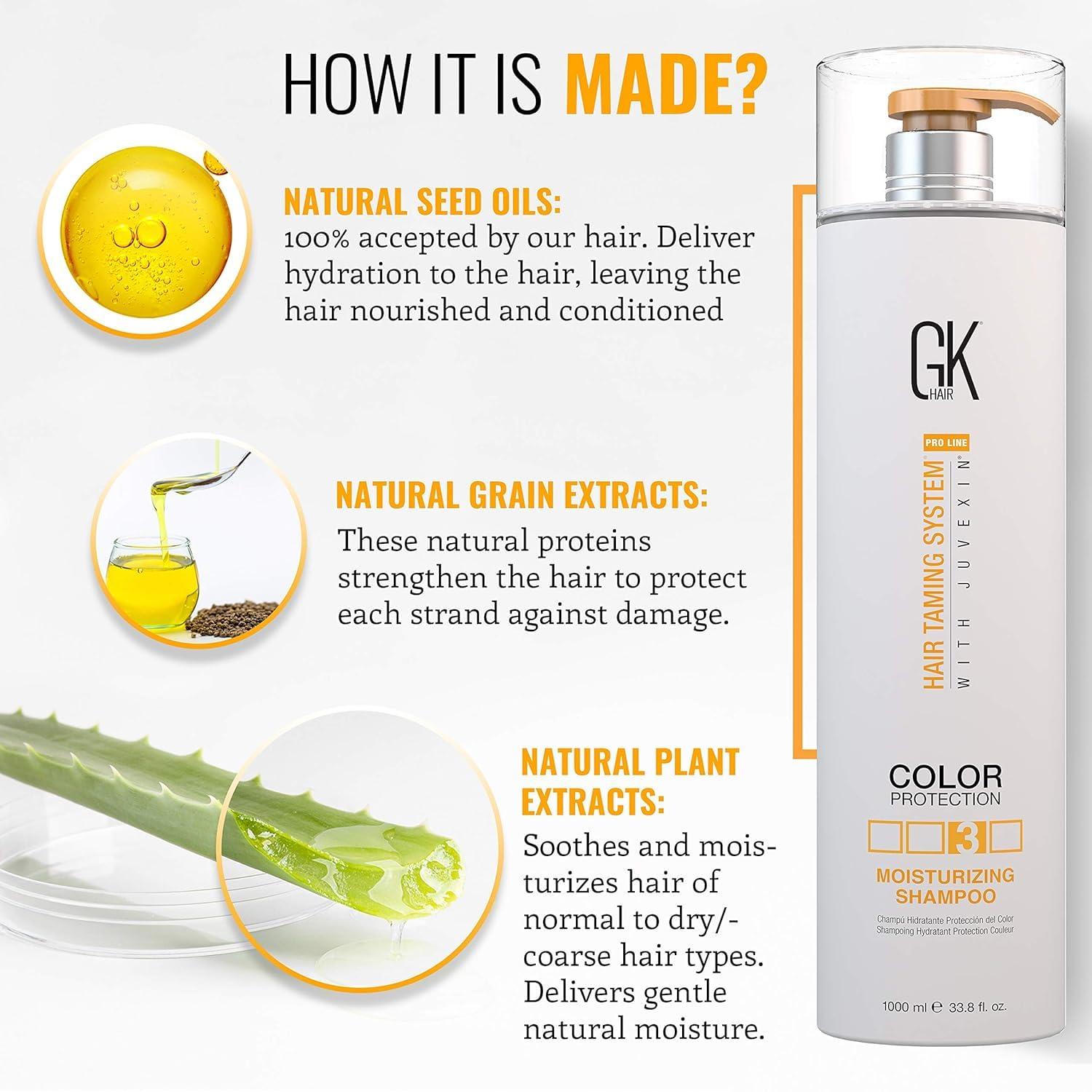 image:imageGK HAIR Global Keratin Moisturizing Conditioner 338 floz1000ml Hair Smoothing Serum 100 Pure Organic Argan Oil 169 Fl Oz