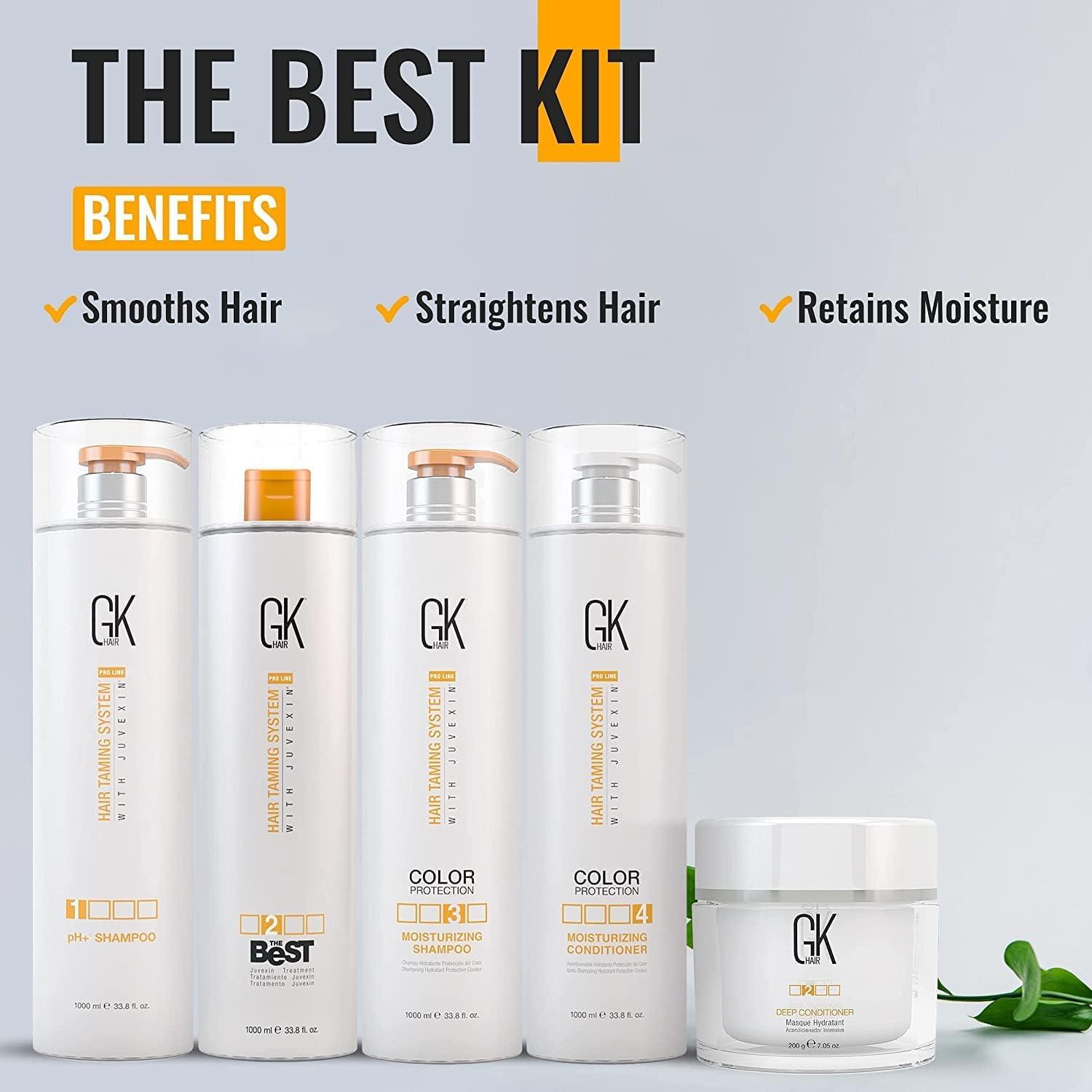 image:imageGK HAIR Global Keratin Professional Brazilian Keratin Hair Treatment Kit 100ml34 Fl Oz With PH shampoo The Best Smoothing amp Strengthening to make Hair Healthy Formaldehyde free Sulfatefree338 Fl Oz The Best Kit
