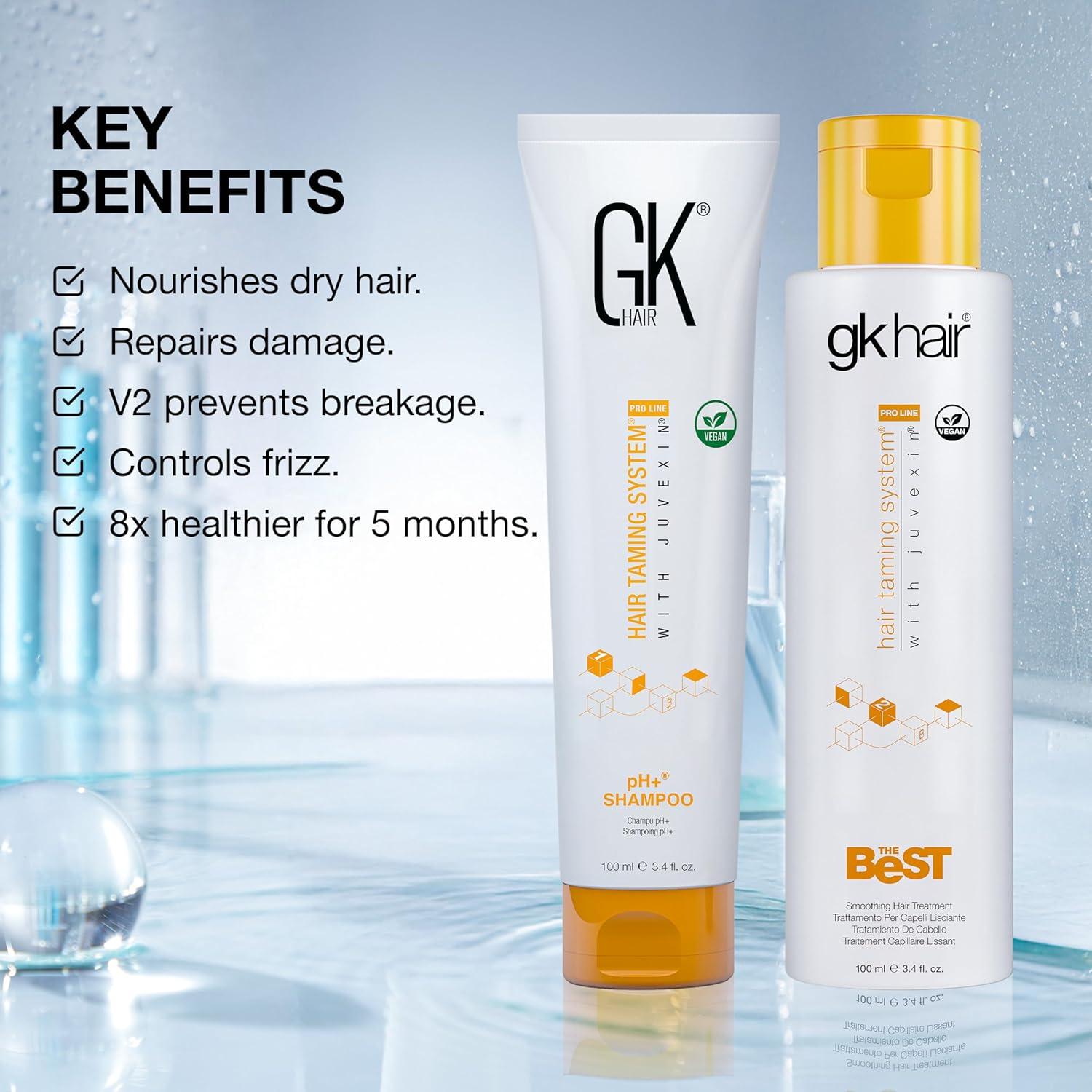 image:imageGK HAIR Global Keratin Professional Brazilian Keratin Hair Treatment Kit 100ml34 Fl Oz With PH shampoo The Best Smoothing amp Strengthening to make Hair Healthy Formaldehyde free Sulfatefree100 ml
